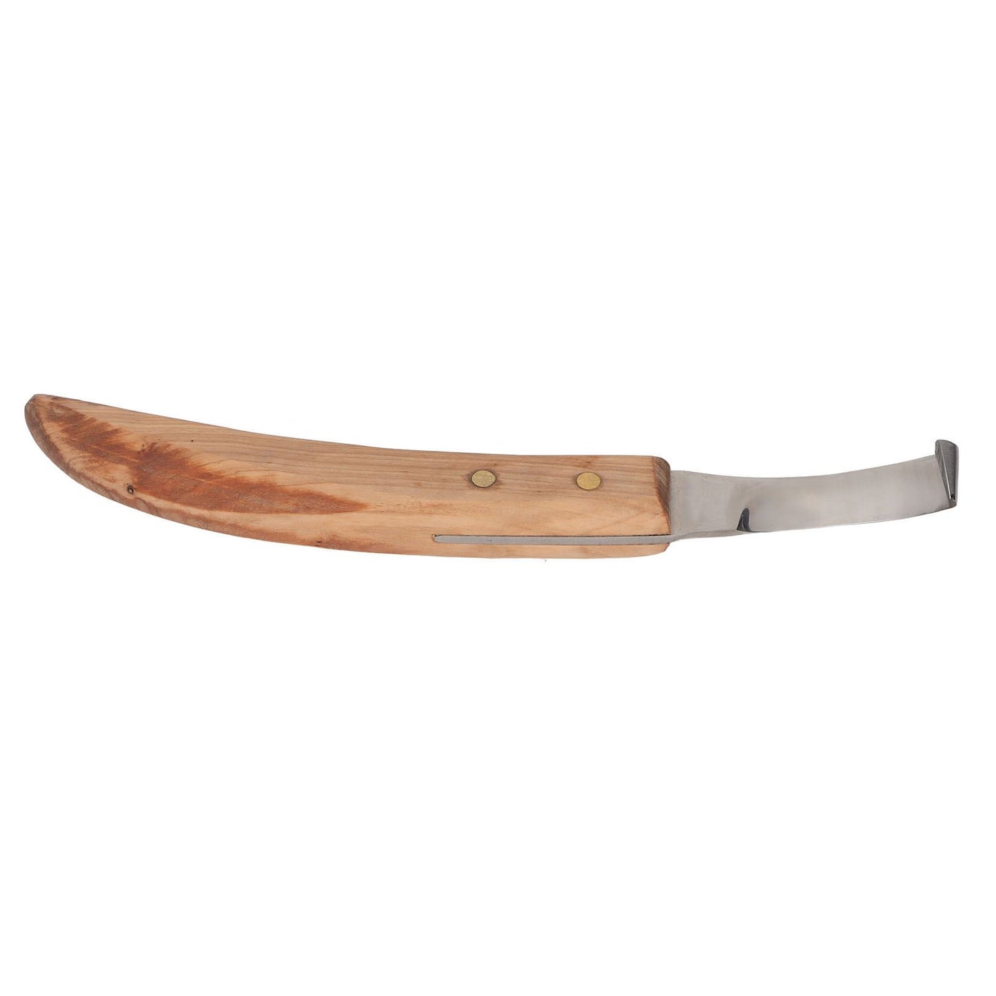 Left Hand Hoof Knife with Wooden Handle Steel Curved Livestock Cattle Hoof Trimming Tool