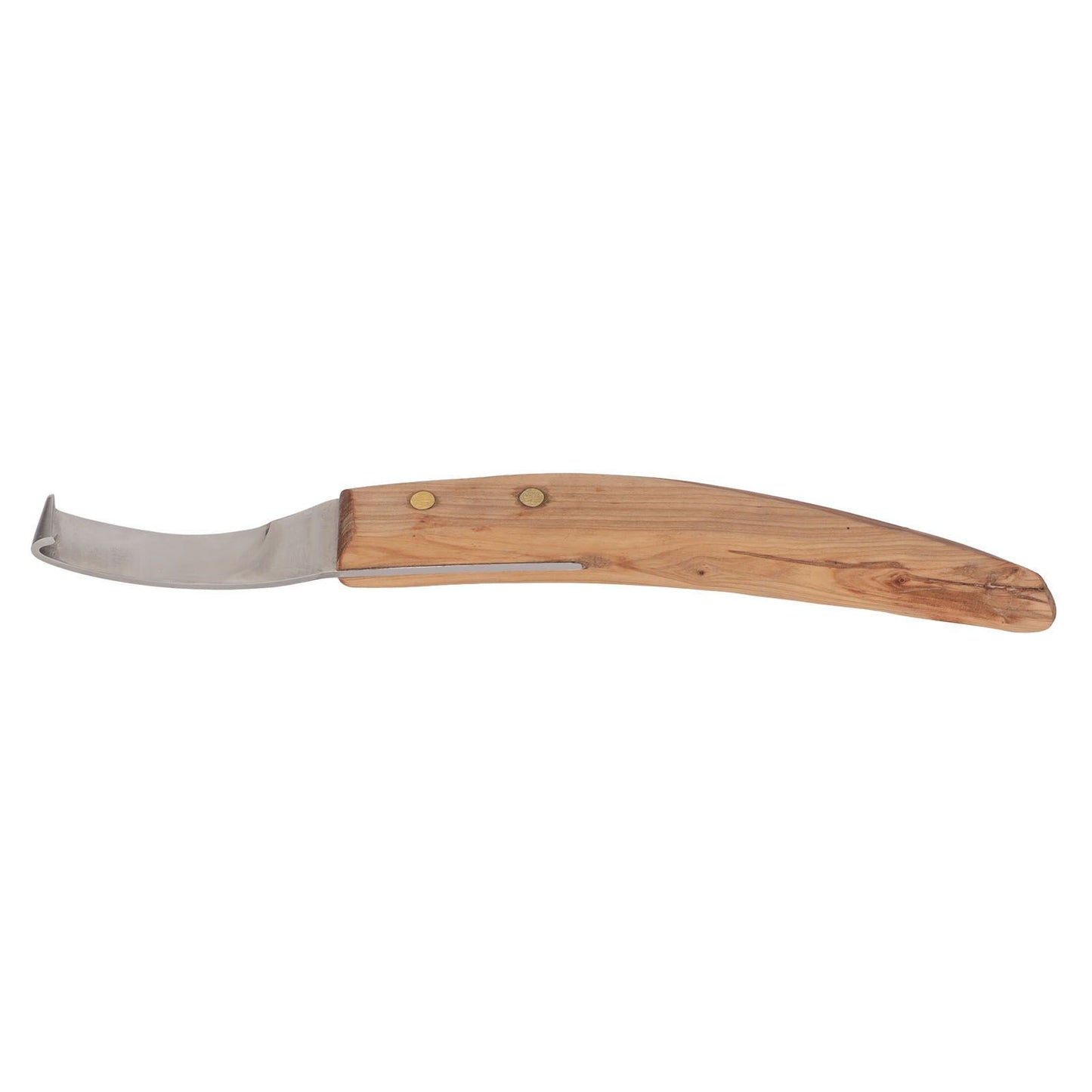 Left Hand Hoof Knife with Wooden Handle Steel Curved Livestock Cattle Hoof Trimming Tool
