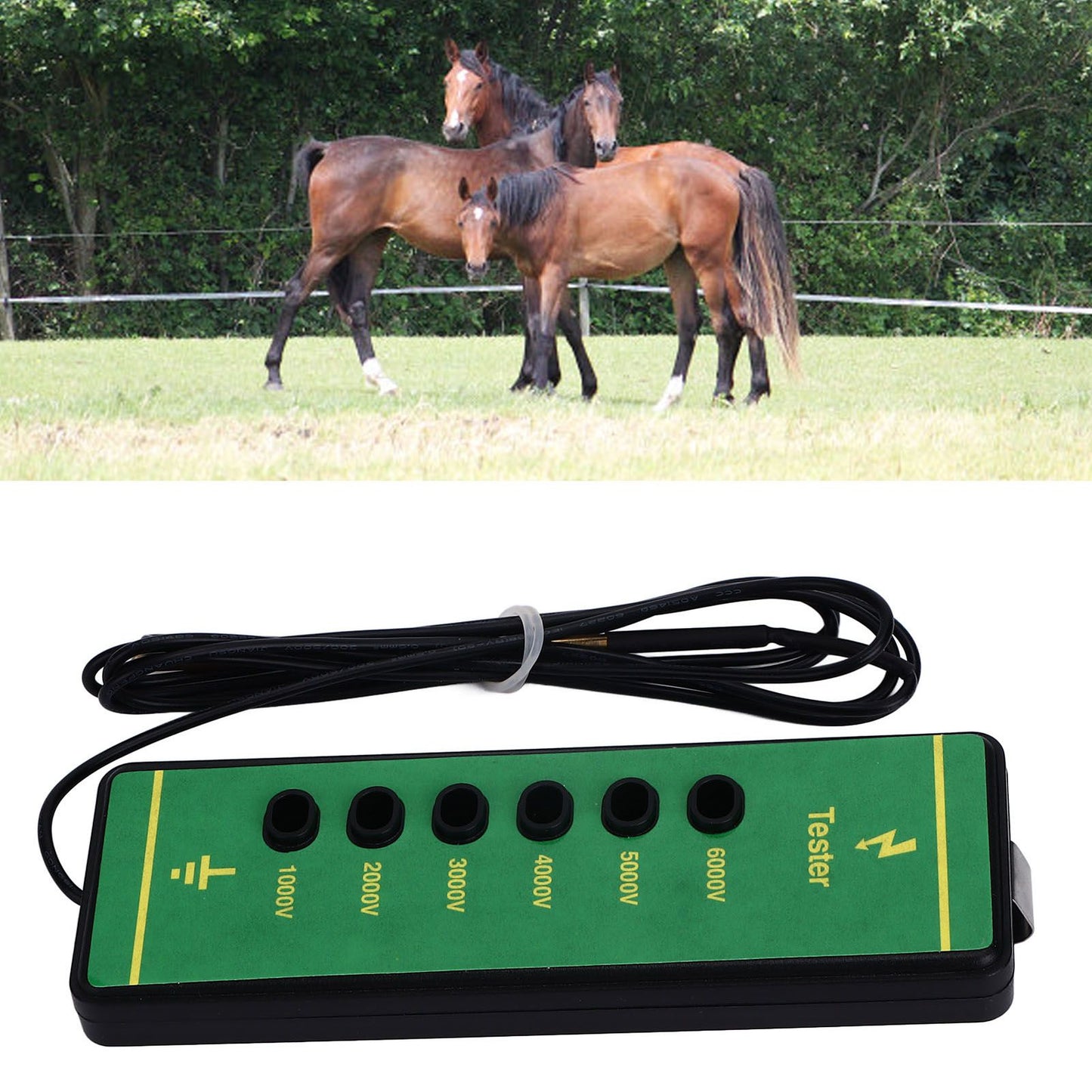 Electric Fence Voltage Tester 6 Indicator Light Maximum 6000V Animal Fence Fault Finder for Farms Livestock Enclosures