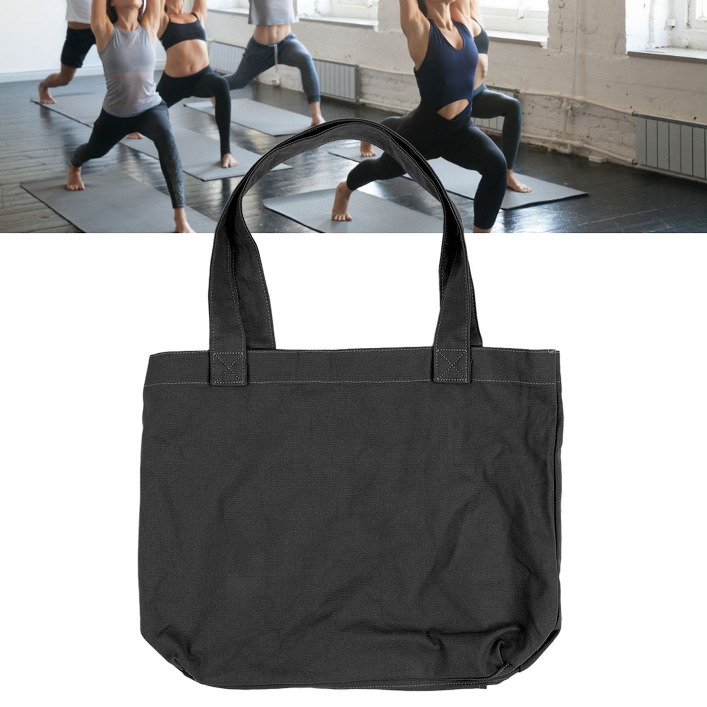 Yoga Tote Bag Large Capacity Portable Yoga Mat Carrier for Office Workout Travel Beach Gym Black