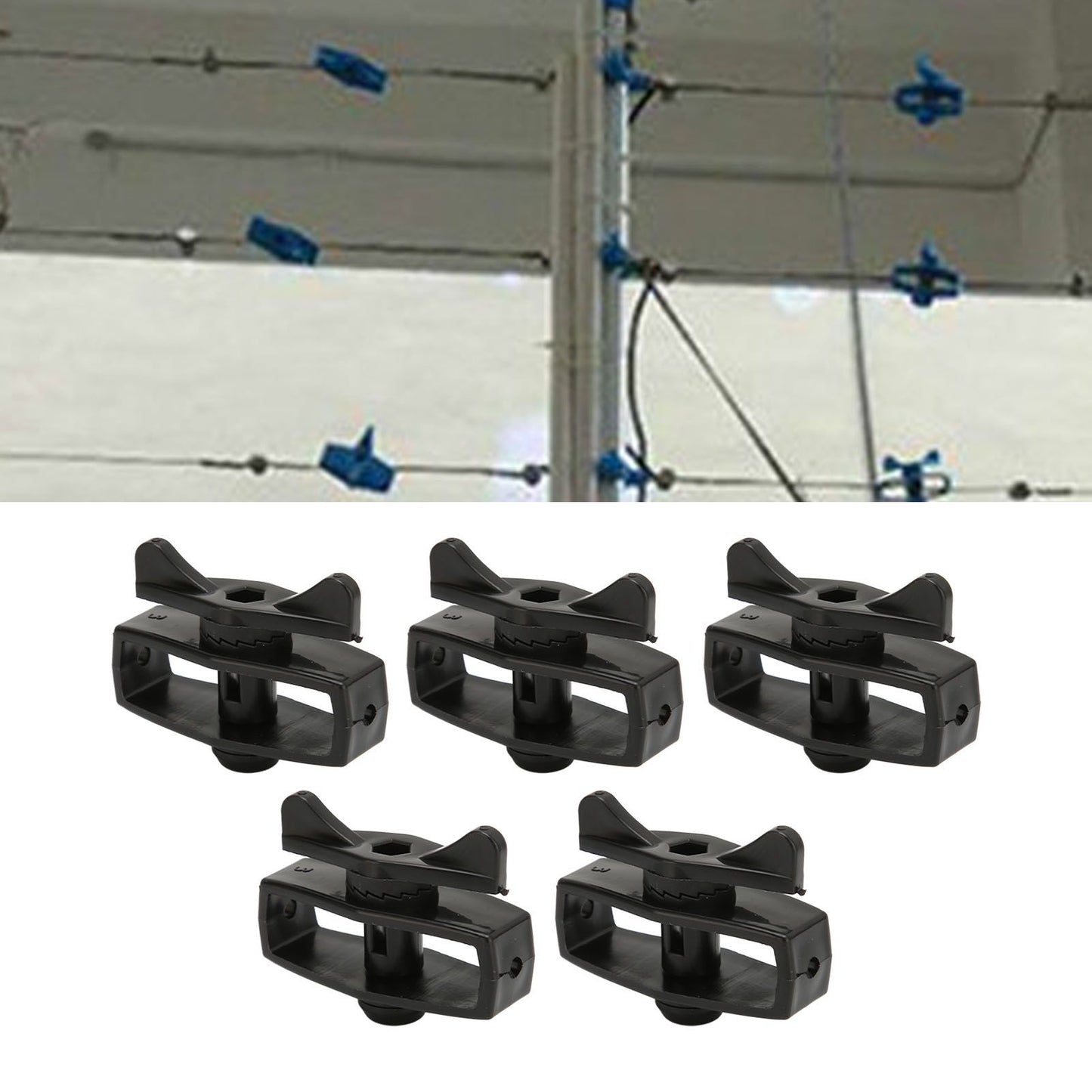 50Pcs Electric Fence Wire Tightener Portable Garden Electronic Fence Alloy Wire Tensioner Black