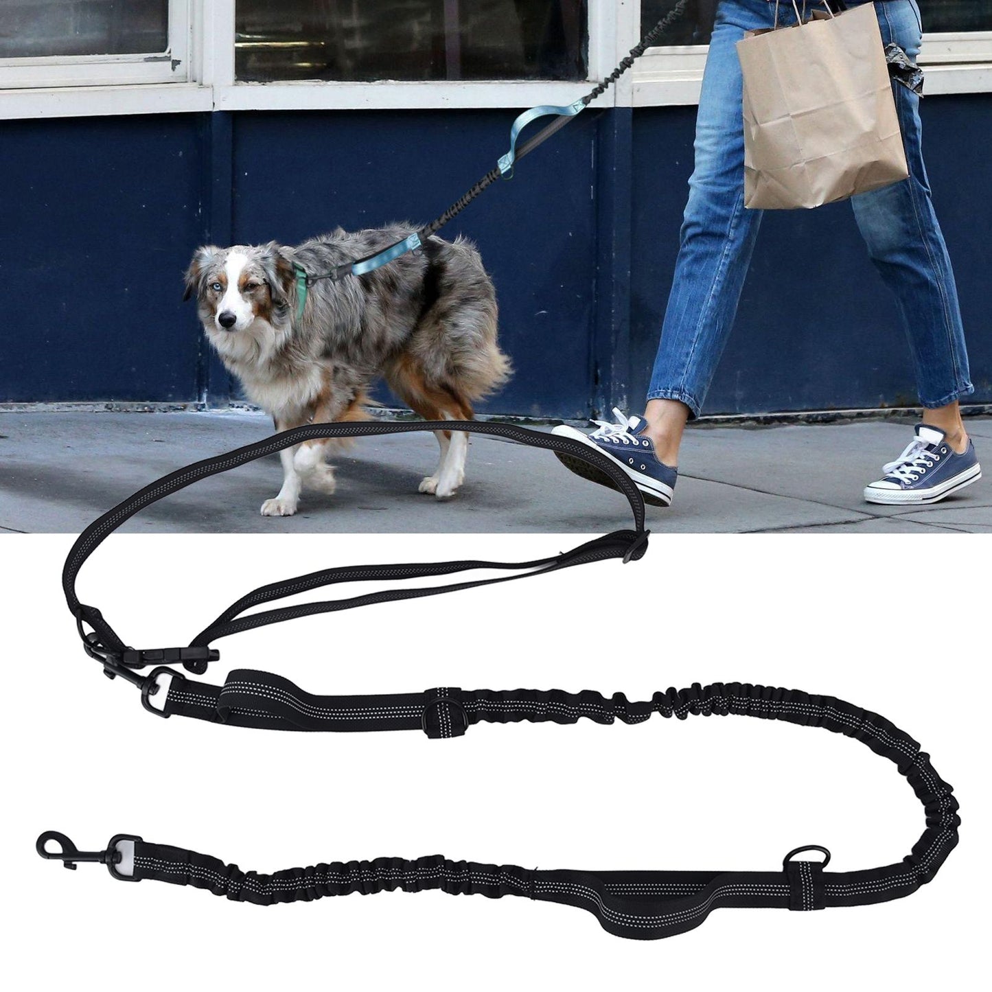 Pet Leash Reflective Retractable Portable Adjustable Dog Traction Rope for Pets Dogs Black