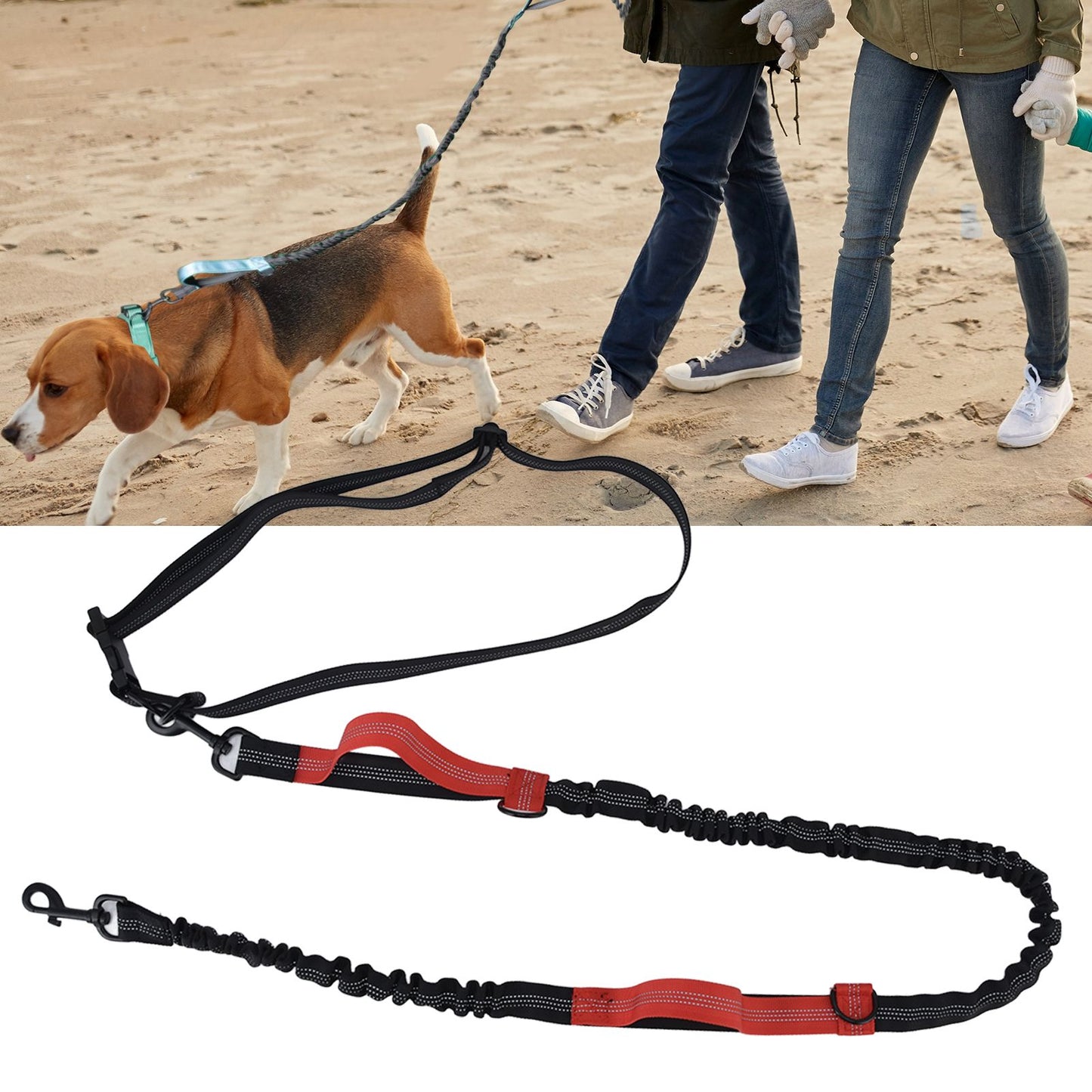 Pet Leash Reflective Retractable Portable Adjustable Dog Traction Rope for Pets Dogs Red