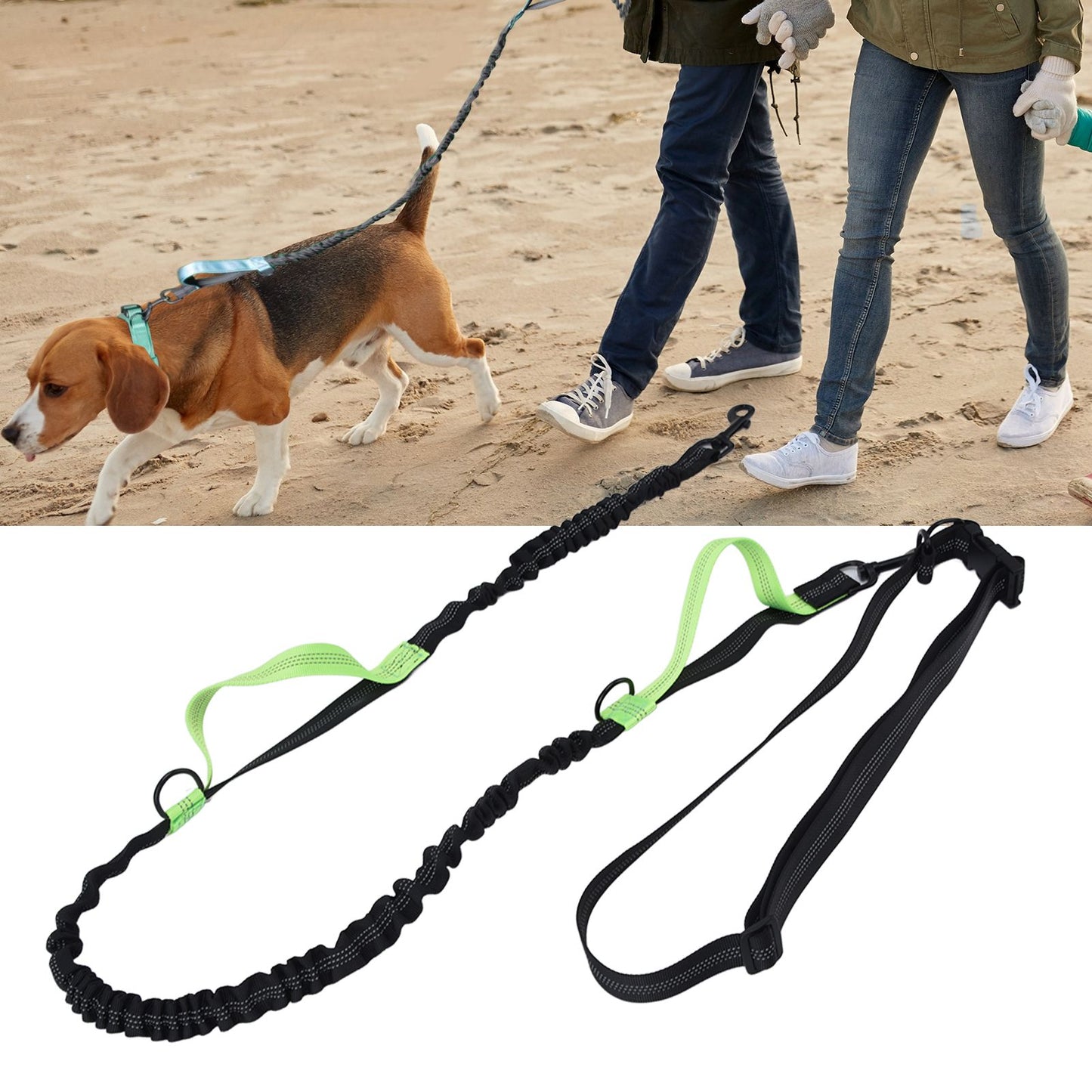 Pet Leash Reflective Retractable Portable Adjustable Dog Traction Rope for Pets Dogs Green