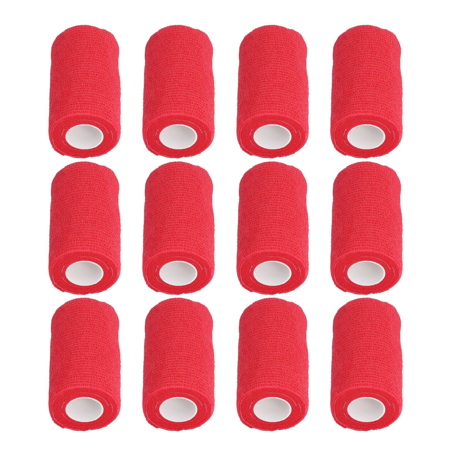 12Pcs Bandage Wrap Natural Latex Elastic Self Adhesive Wrap for Cows Dogs Horses 10cm Red
