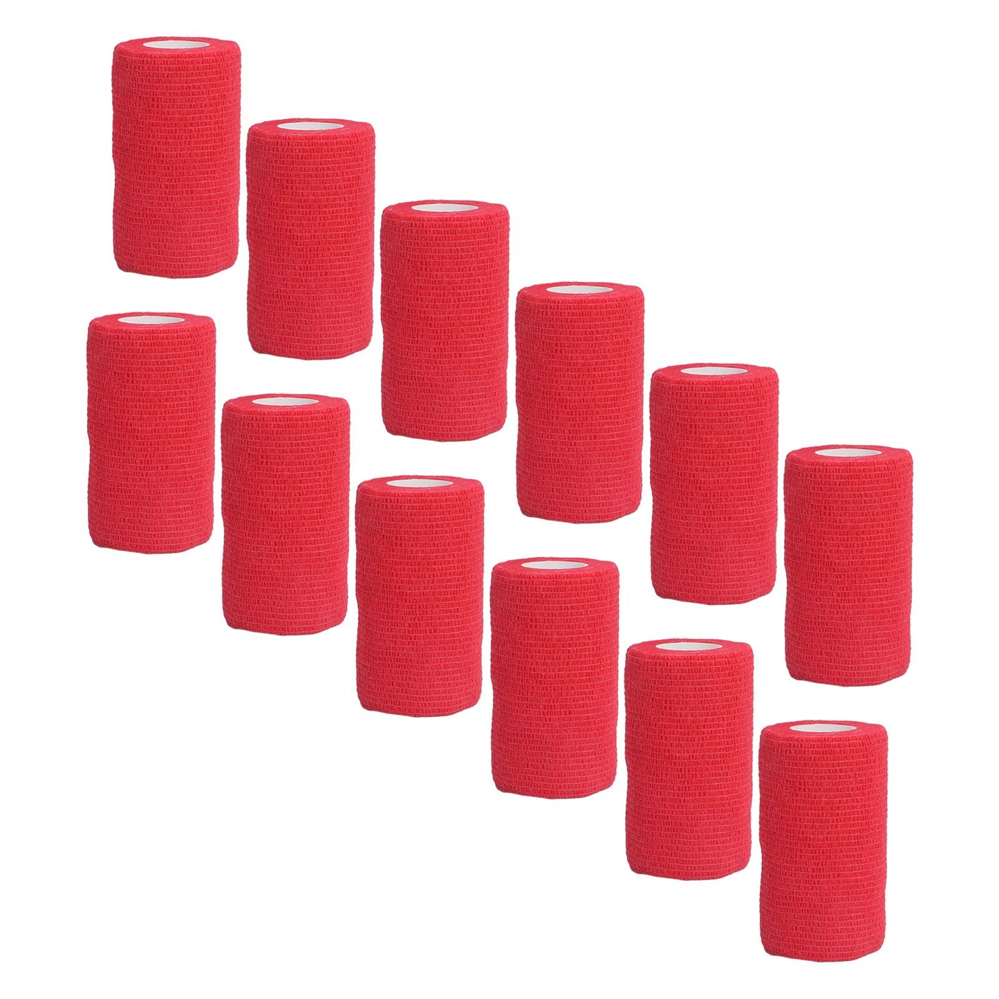 12Pcs Bandage Wrap Natural Latex Elastic Self Adhesive Wrap for Cows Dogs Horses 10cm Red