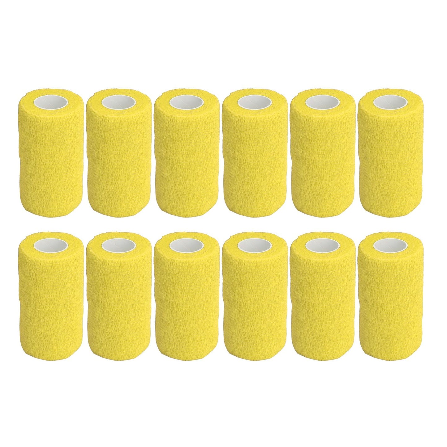 12Pcs Bandage Wrap Natural Latex Elastic Self Adhesive Wrap for Cows Dogs Horses 10cm Yellow