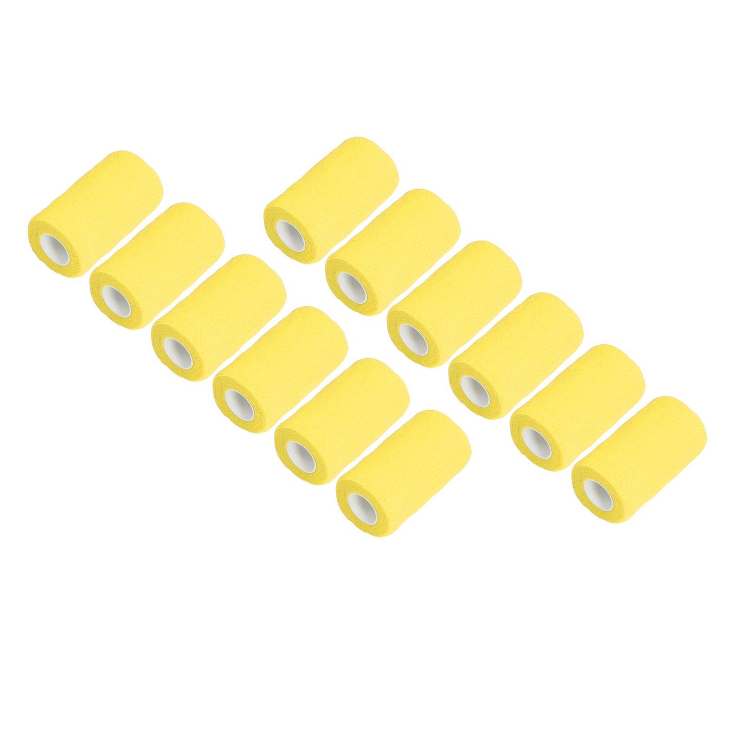 12Pcs Bandage Wrap Natural Latex Elastic Self Adhesive Wrap for Cows Dogs Horses 10cm Yellow