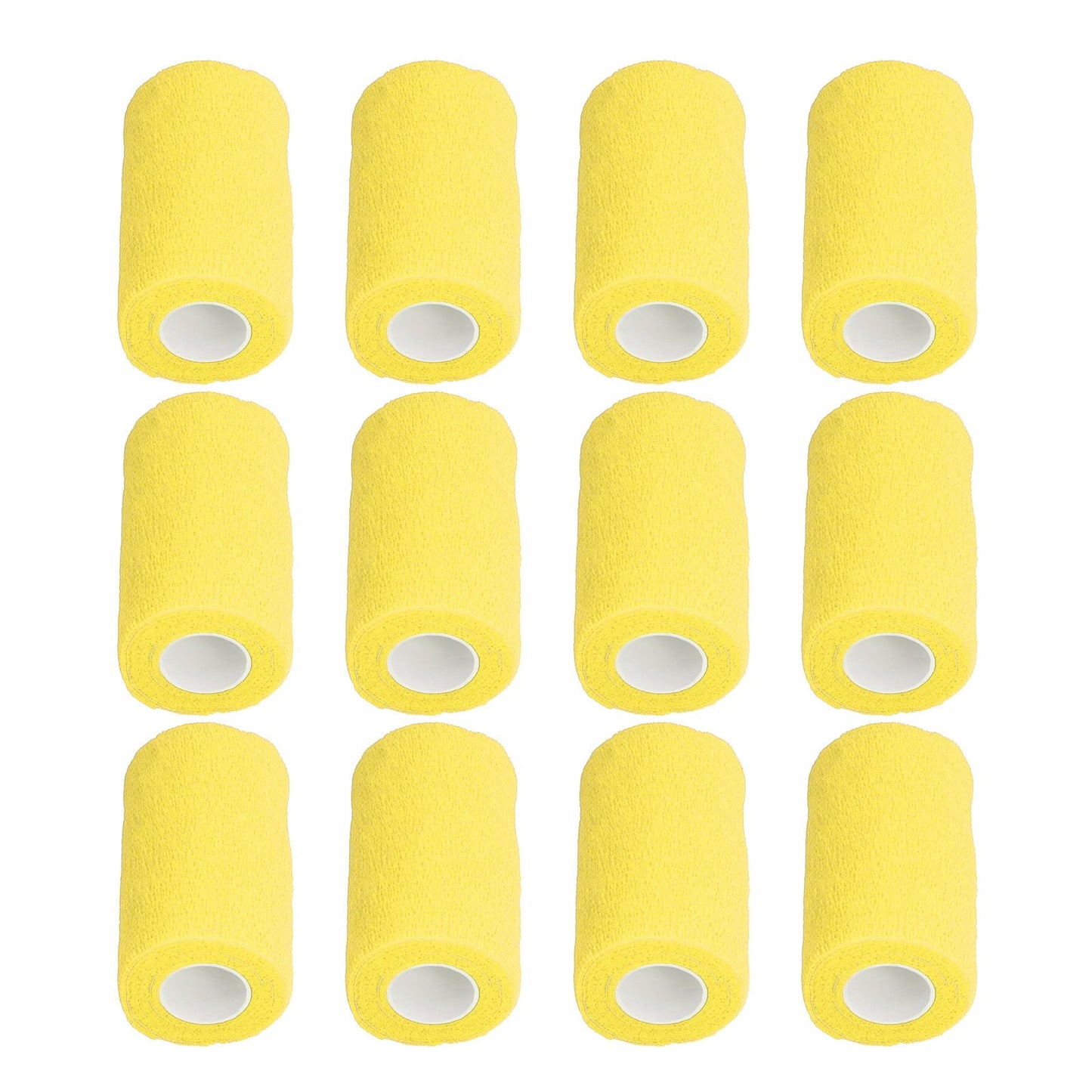 12Pcs Bandage Wrap Natural Latex Elastic Self Adhesive Wrap for Cows Dogs Horses 10cm Yellow