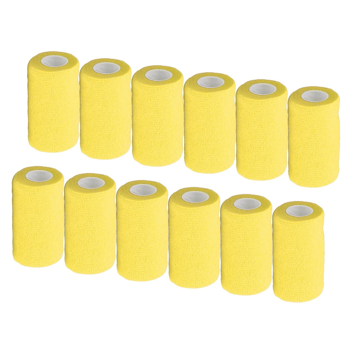 12Pcs Bandage Wrap Natural Latex Elastic Self Adhesive Wrap for Cows Dogs Horses 10cm Yellow