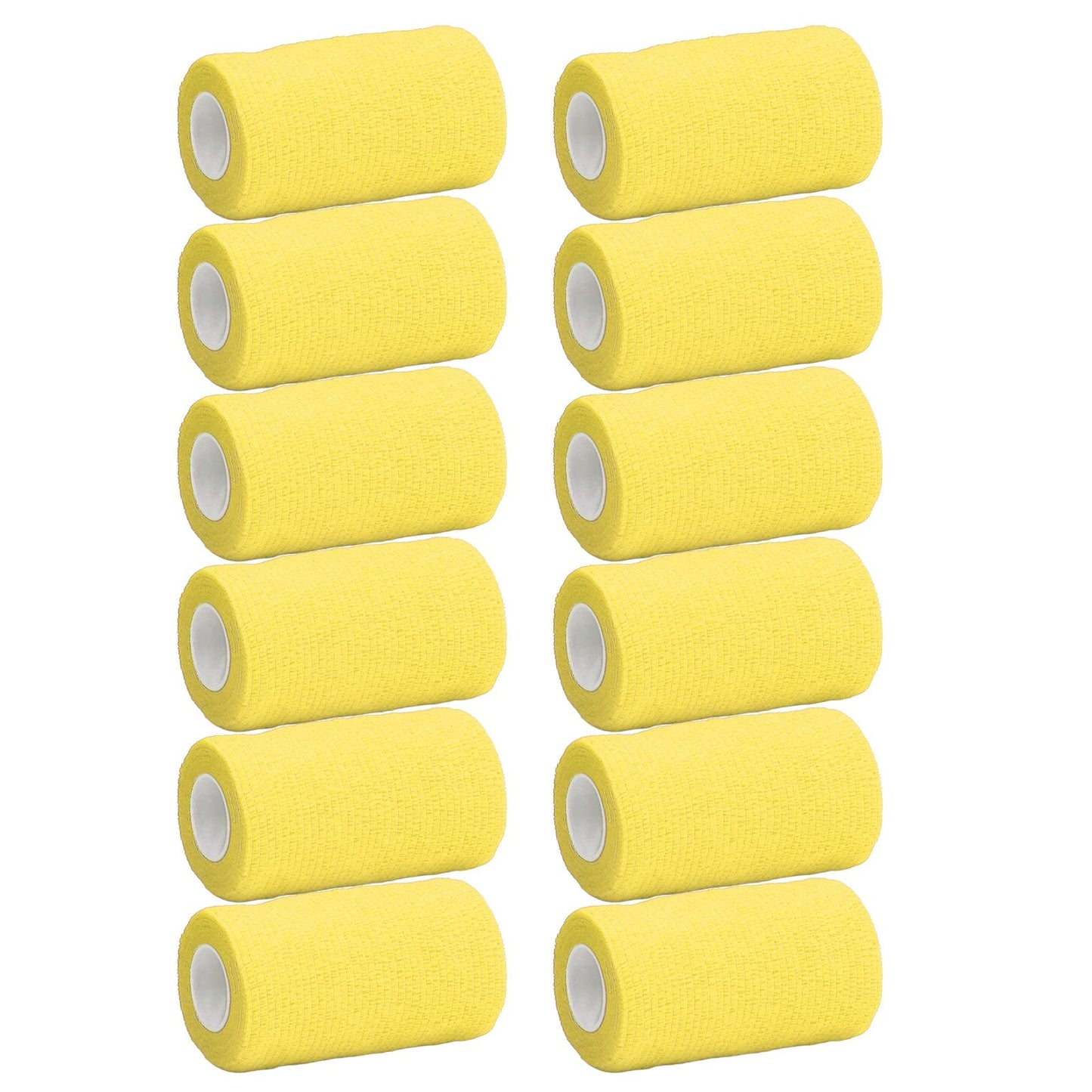 12Pcs Bandage Wrap Natural Latex Elastic Self Adhesive Wrap for Cows Dogs Horses 10cm Yellow