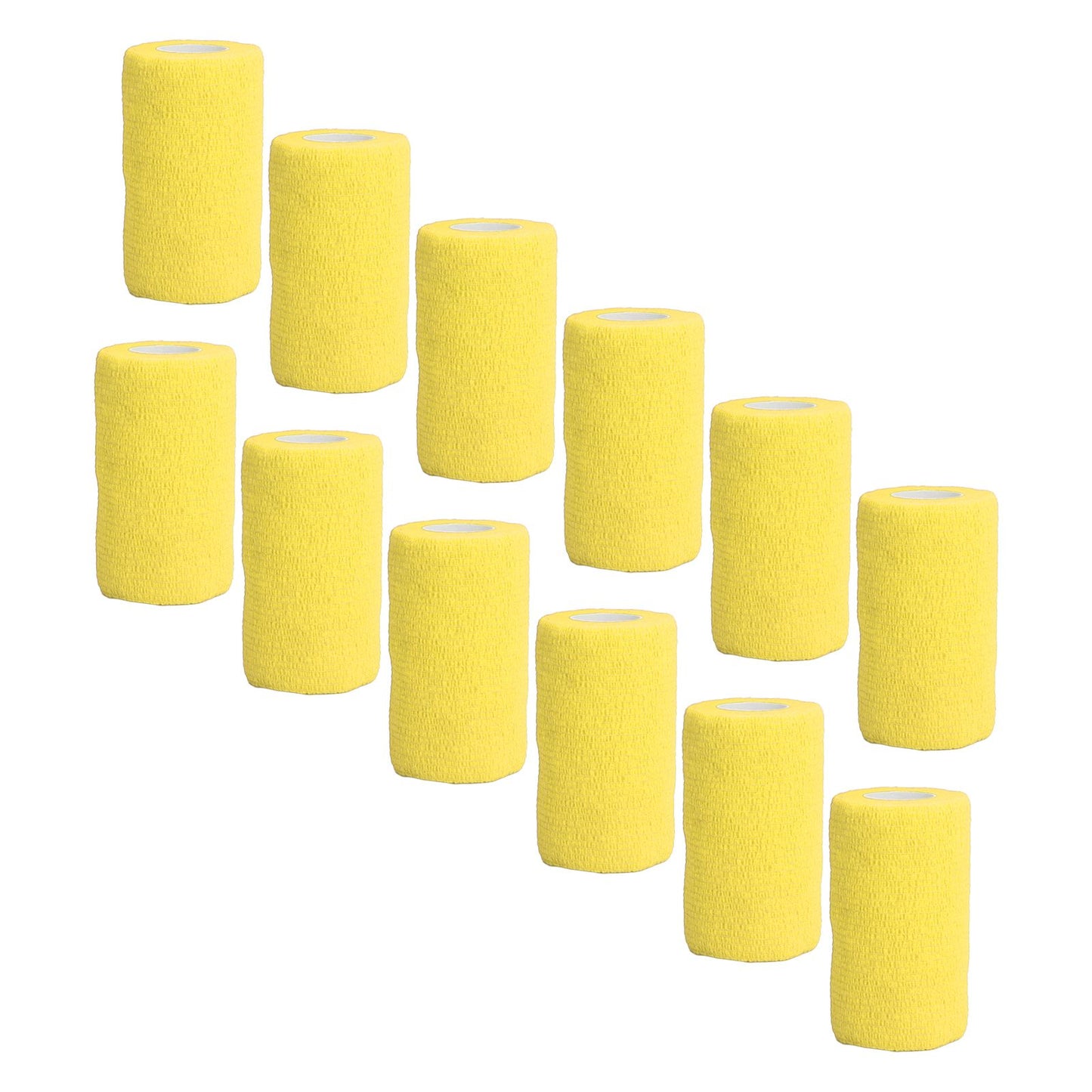 12Pcs Bandage Wrap Natural Latex Elastic Self Adhesive Wrap for Cows Dogs Horses 10cm Yellow