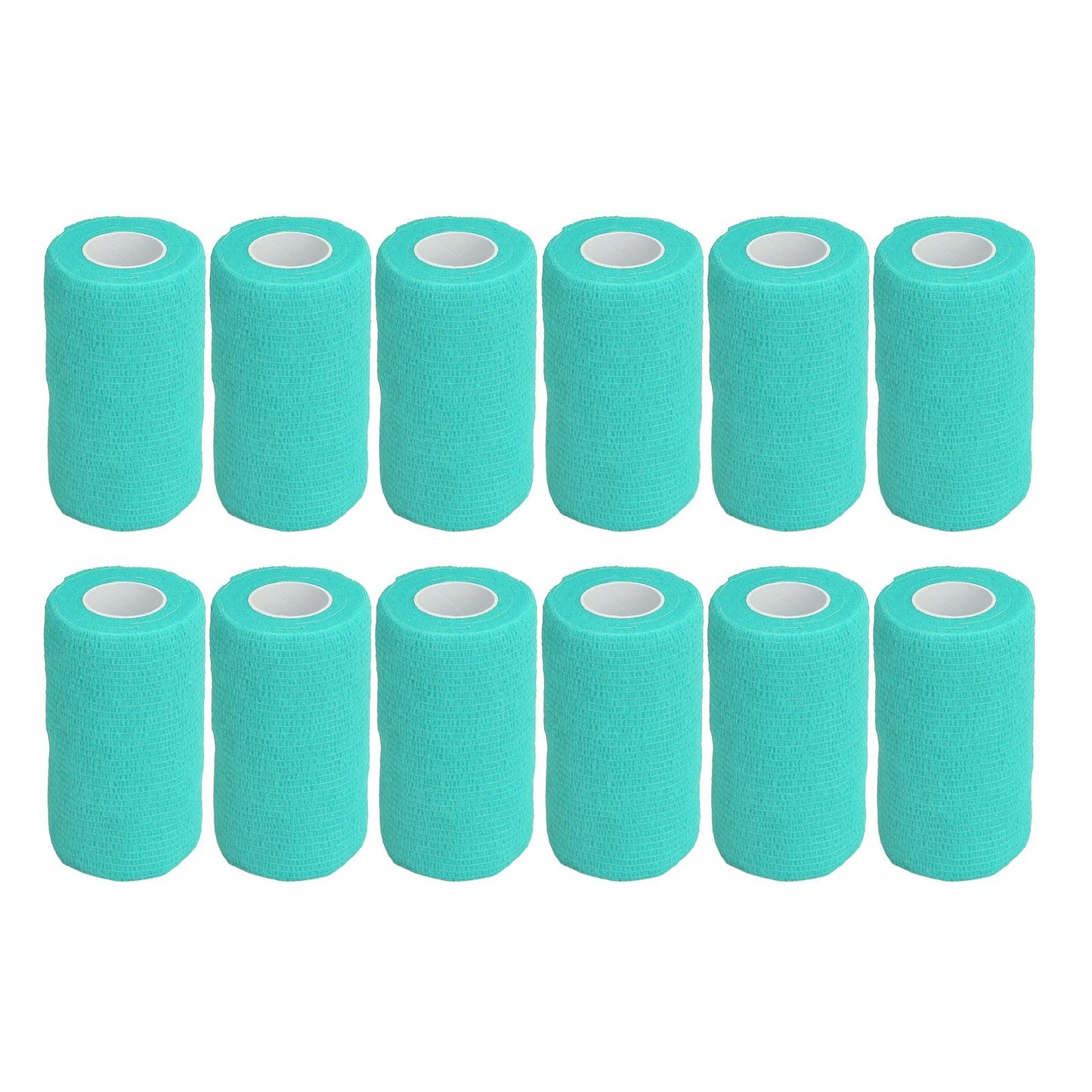 12Pcs Bandage Wrap Natural Latex Elastic Self Adhesive Wrap for Cows Dogs Horses 10cm Cyan