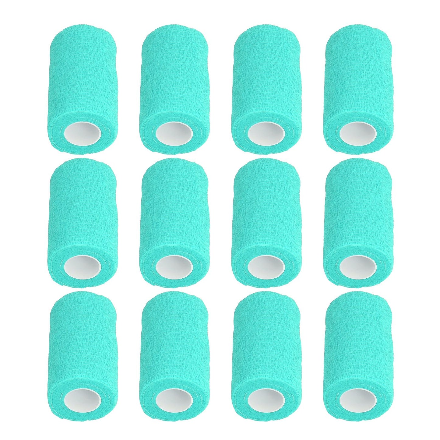 12Pcs Bandage Wrap Natural Latex Elastic Self Adhesive Wrap for Cows Dogs Horses 10cm Cyan