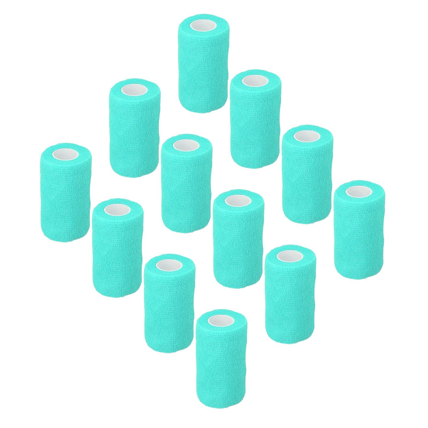 12Pcs Bandage Wrap Natural Latex Elastic Self Adhesive Wrap for Cows Dogs Horses 10cm Cyan