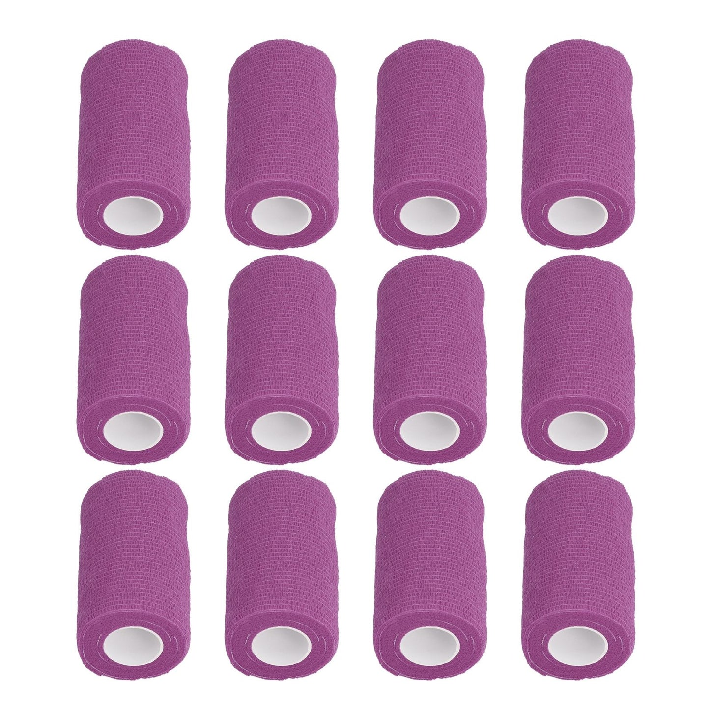12Pcs Bandage Wrap Natural Latex Elastic Self Adhesive Wrap for Cows Dogs Horses 10cm Purple