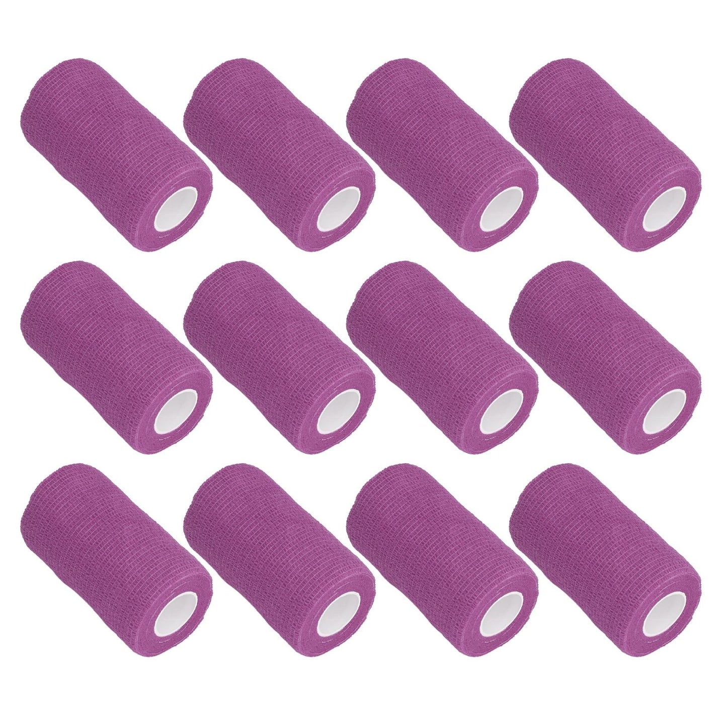 12Pcs Bandage Wrap Natural Latex Elastic Self Adhesive Wrap for Cows Dogs Horses 10cm Purple