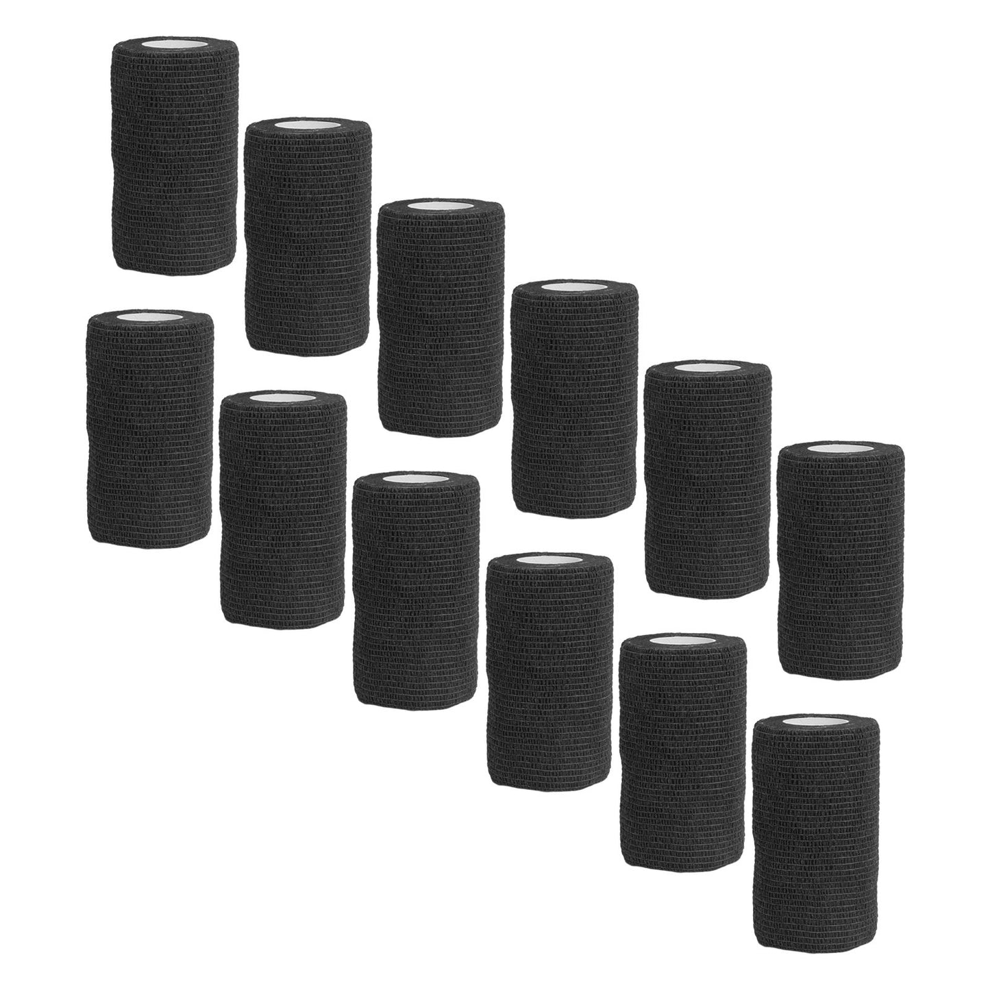 12Pcs Bandage Wrap Natural Latex Elastic Self Adhesive Wrap for Cows Dogs Horses 10cm Black