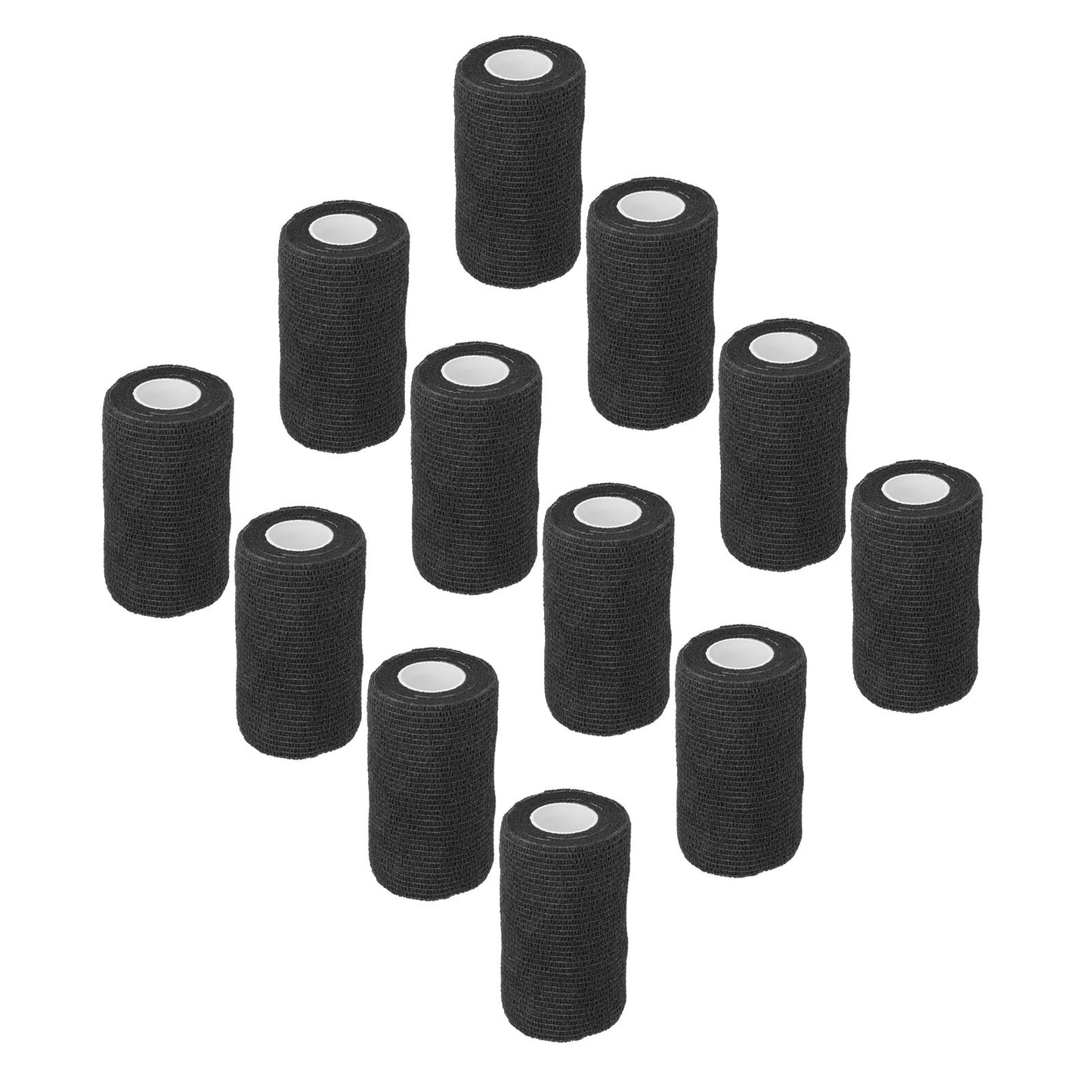 12Pcs Bandage Wrap Natural Latex Elastic Self Adhesive Wrap for Cows Dogs Horses 10cm Black