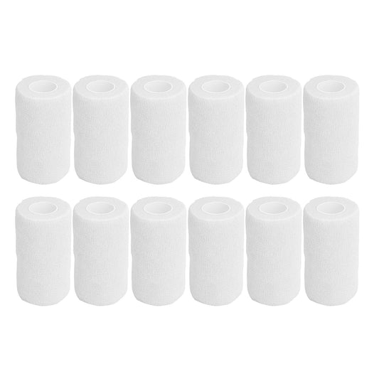 12Pcs Bandage Wrap Natural Latex Elastic Self Adhesive Wrap for Cows Dogs Horses 10cm White