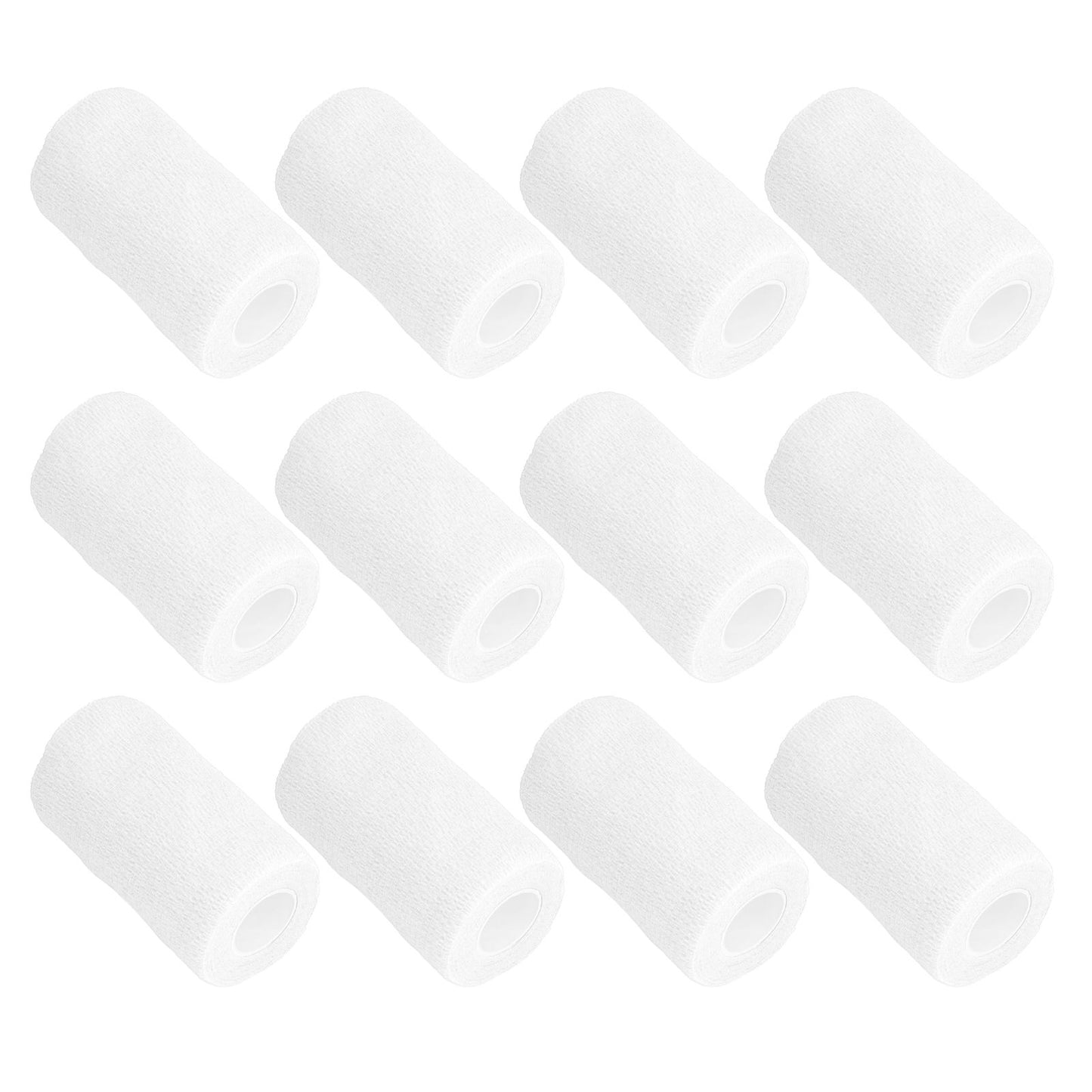 12Pcs Bandage Wrap Natural Latex Elastic Self Adhesive Wrap for Cows Dogs Horses 10cm White