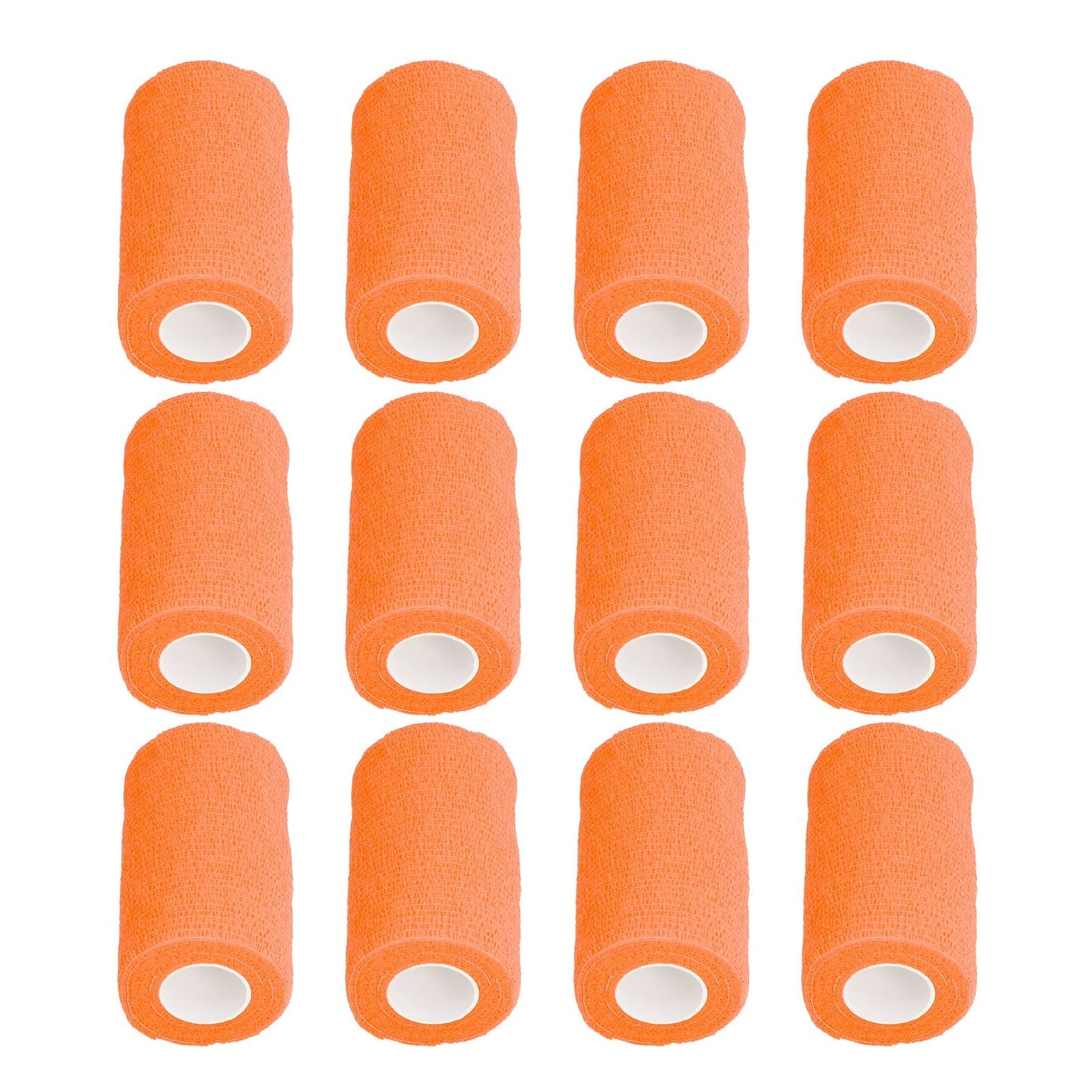 12Pcs Bandage Wrap Natural Latex Elastic Self Adhesive Wrap for Cows Dogs Horses 10cm Orange