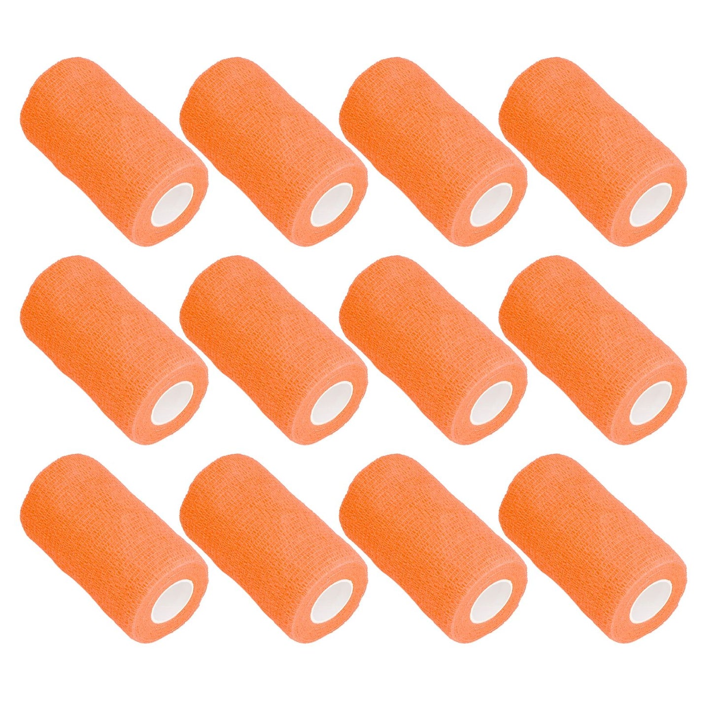 12Pcs Bandage Wrap Natural Latex Elastic Self Adhesive Wrap for Cows Dogs Horses 10cm Orange