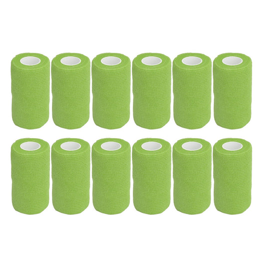 12Pcs Bandage Wrap Natural Latex Elastic Self Adhesive Wrap for Cows Dogs Horses 10cm Green