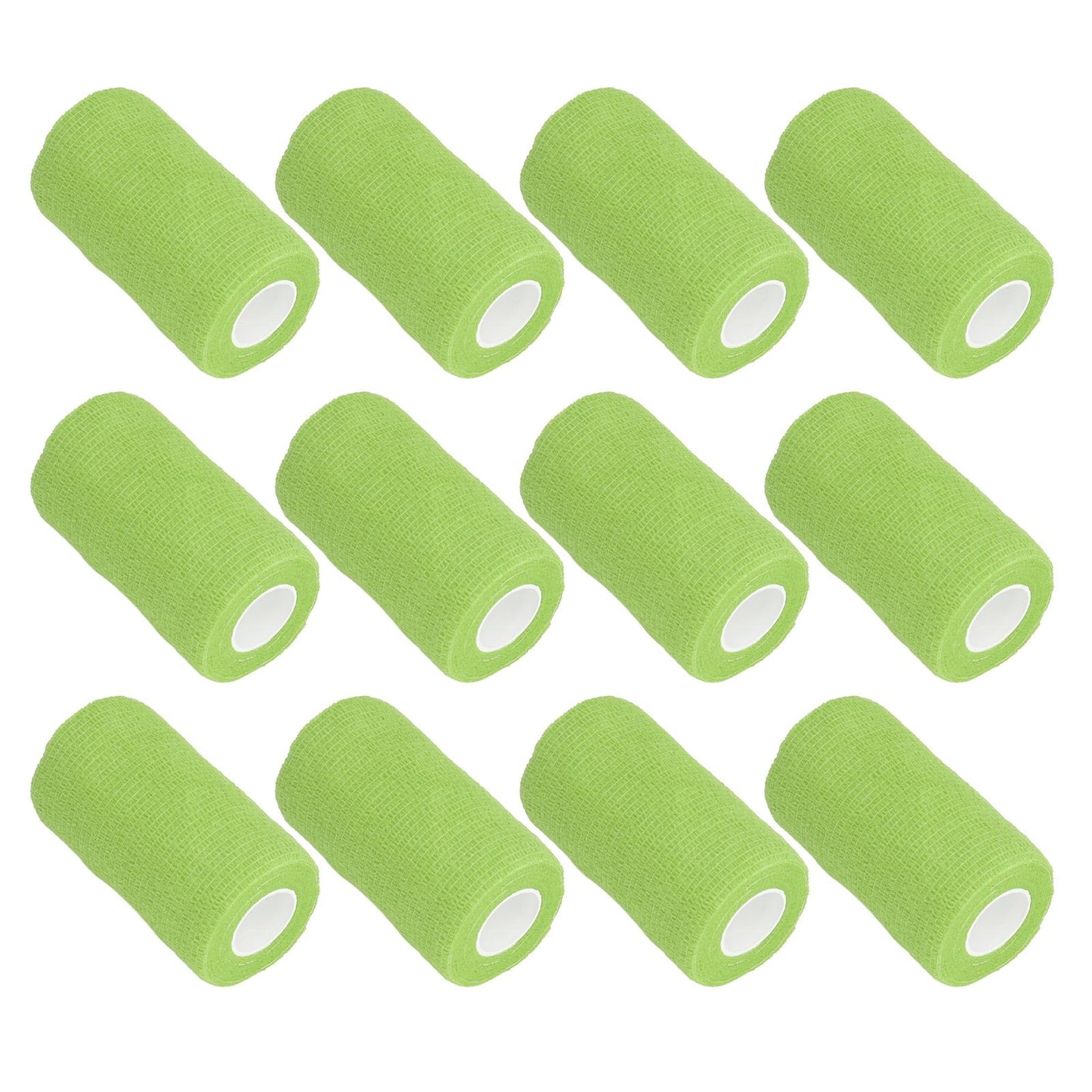 12Pcs Bandage Wrap Natural Latex Elastic Self Adhesive Wrap for Cows Dogs Horses 10cm Green
