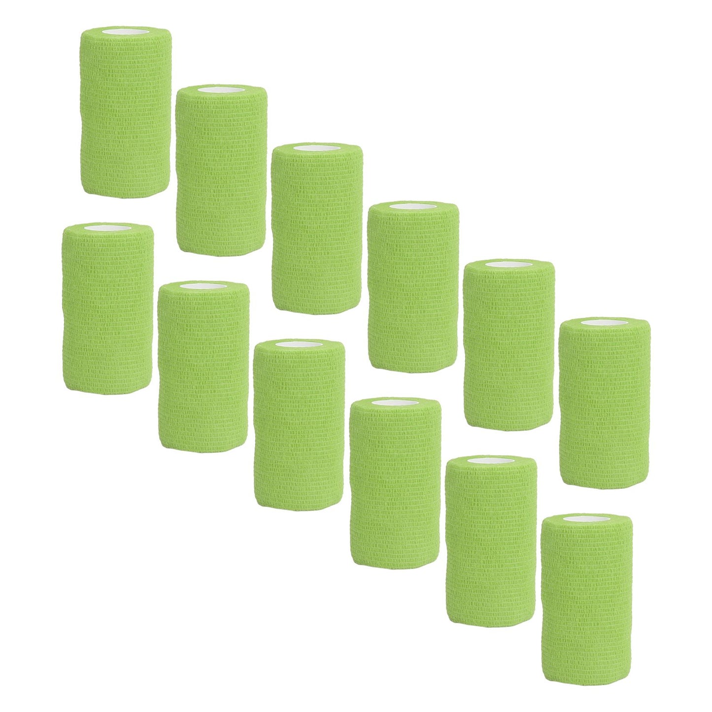 12Pcs Bandage Wrap Natural Latex Elastic Self Adhesive Wrap for Cows Dogs Horses 10cm Green