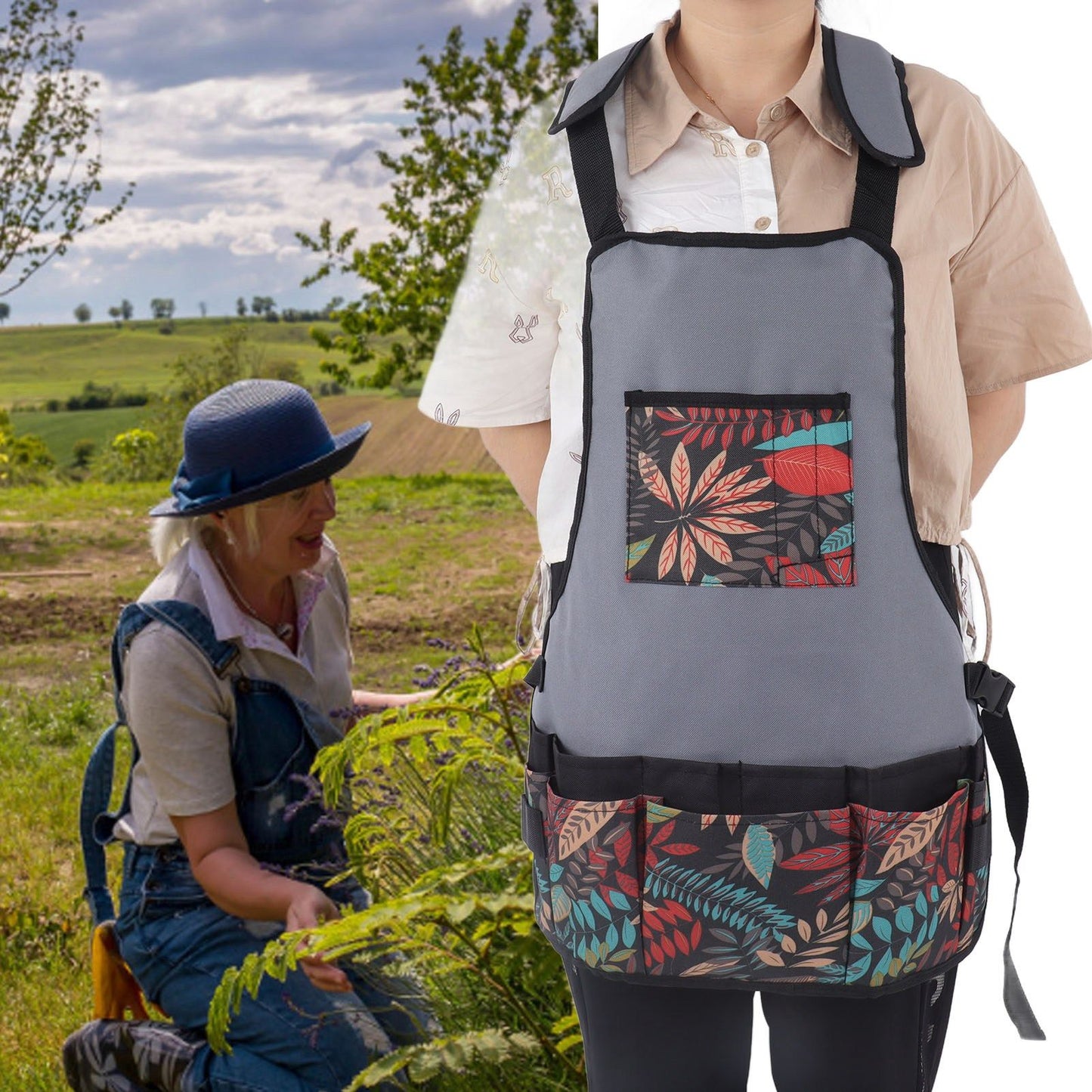 Tool Apron Durable Comfortable Heavy Duty Tool Apron with Pockets for Kitchen Garden