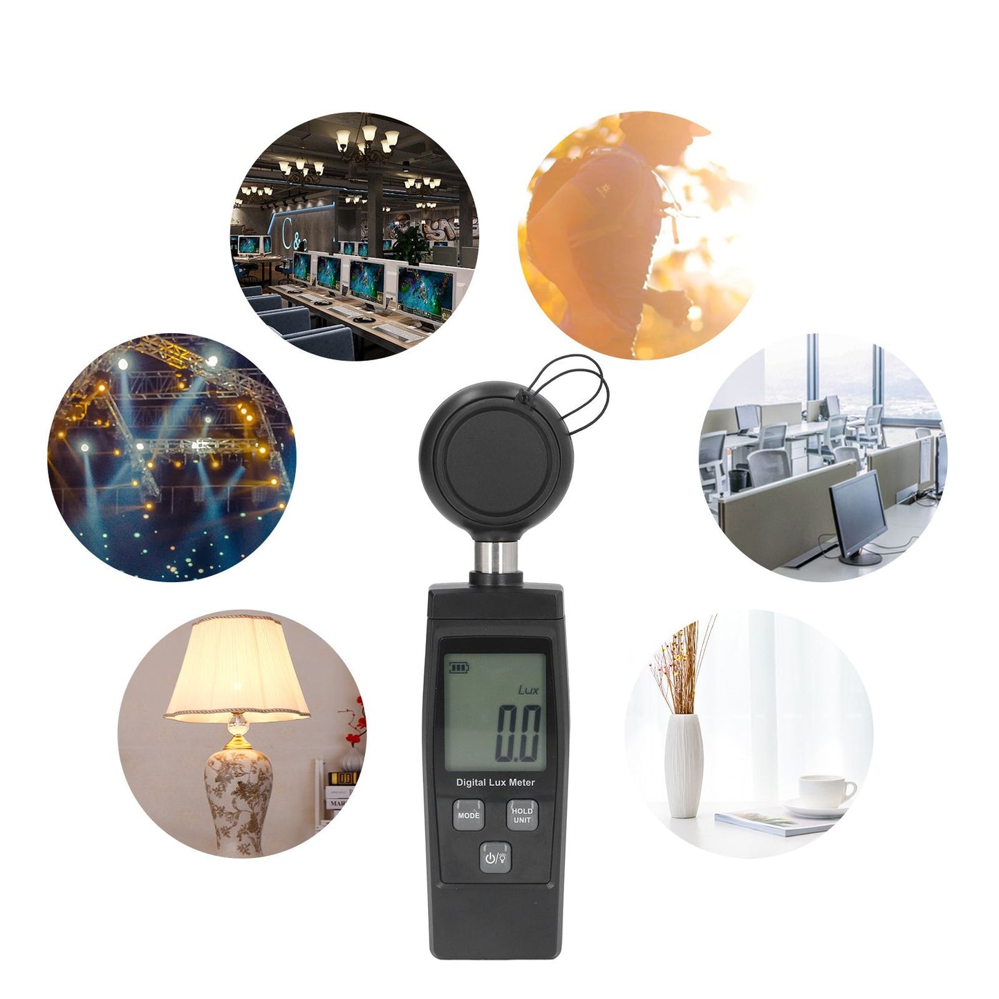 RZ851 Handheld Digital Illuminance Meter Mini Portable Light Meter for Lamps Animal Husbandry Mining Industries