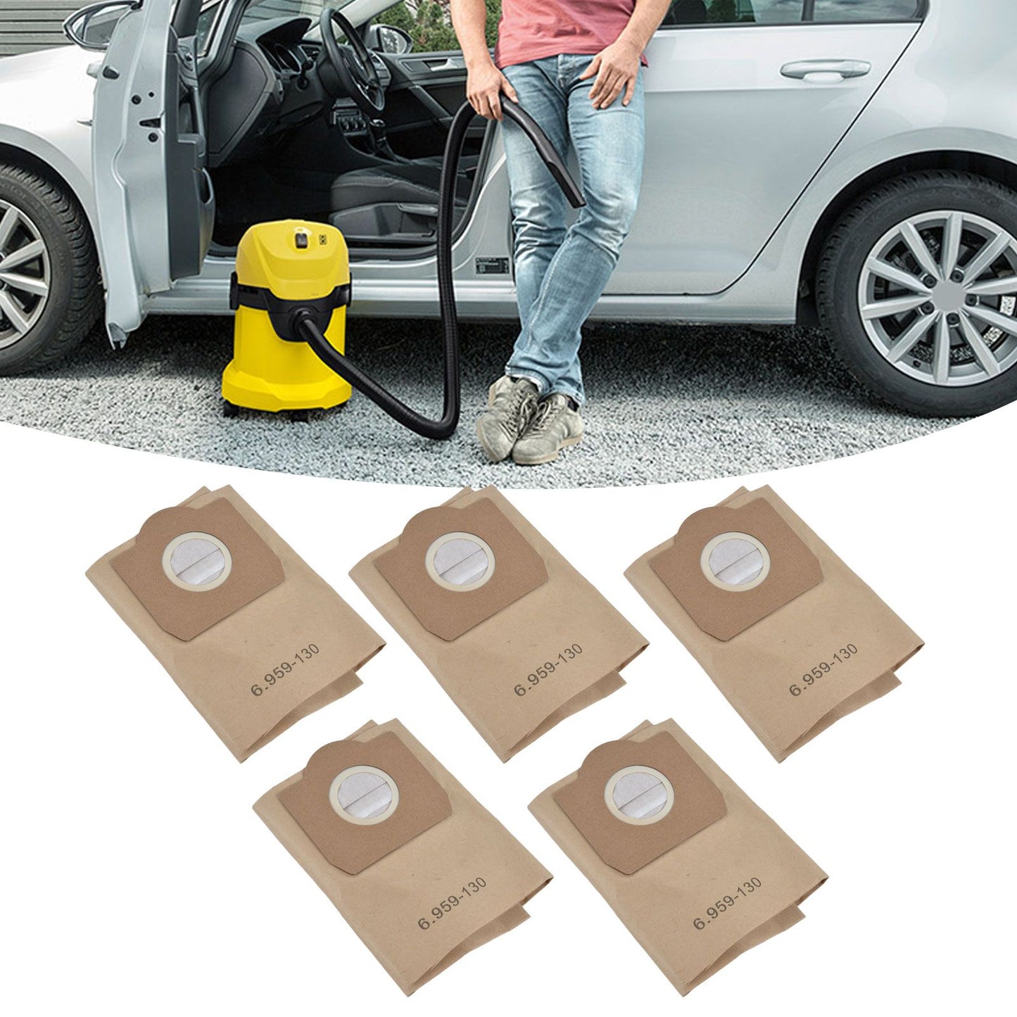 5Pcs Vacuum Cleaner Dust Bag Vacuum Cleaner Accessory Fit for Karcher 6.959‑130.0 WD3200 WD3300 WD3500