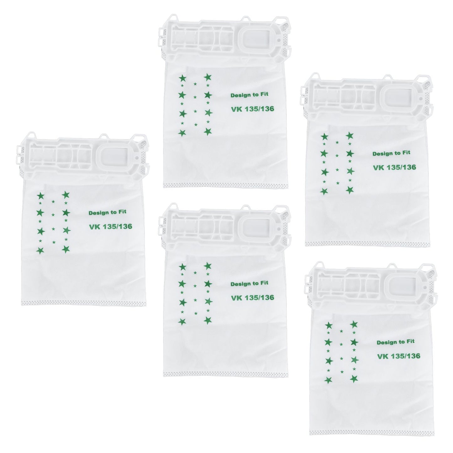 5PCS Vacuum Cleaner Dust Bag Nonwoven Vacuum Cleaner Garbage Bag for VORWERK VK135 VK136