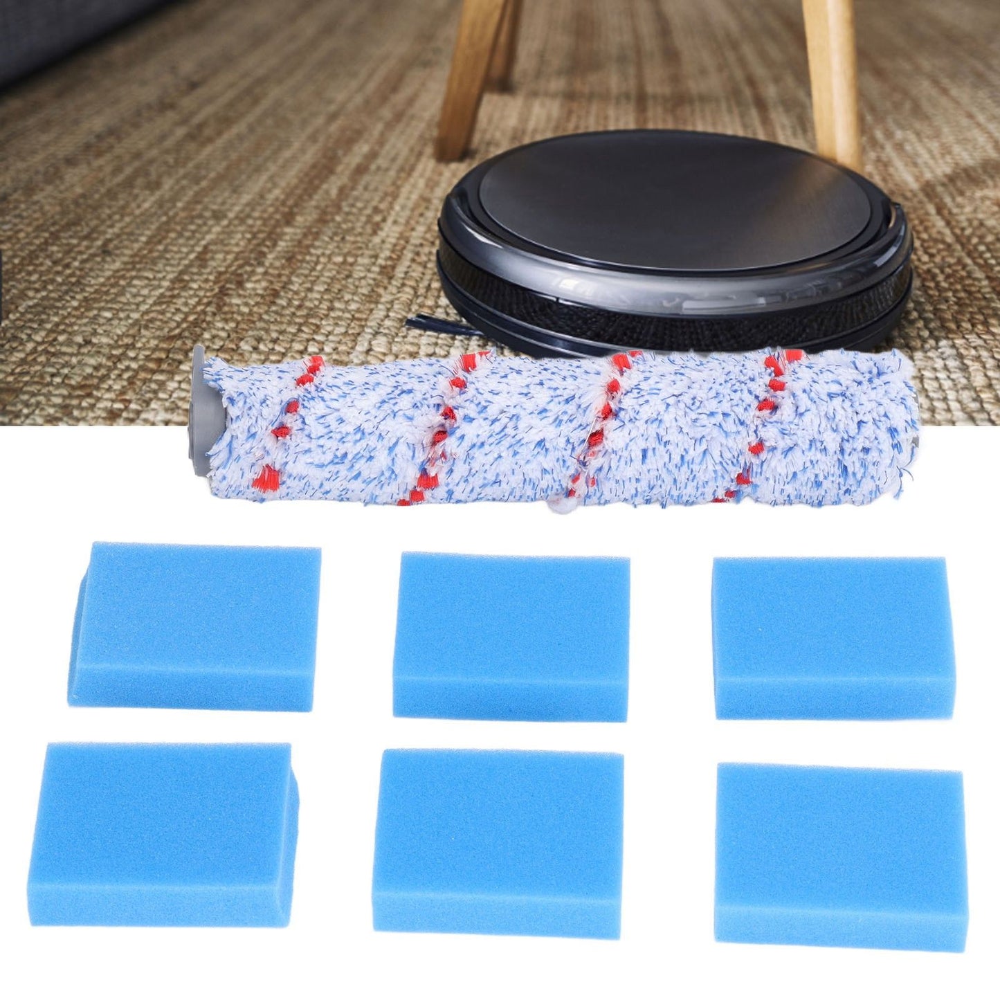 Brush Roller Filter Sponges Set for HF10E‑01 Vacuum Cleaner Part Accessories Replacement