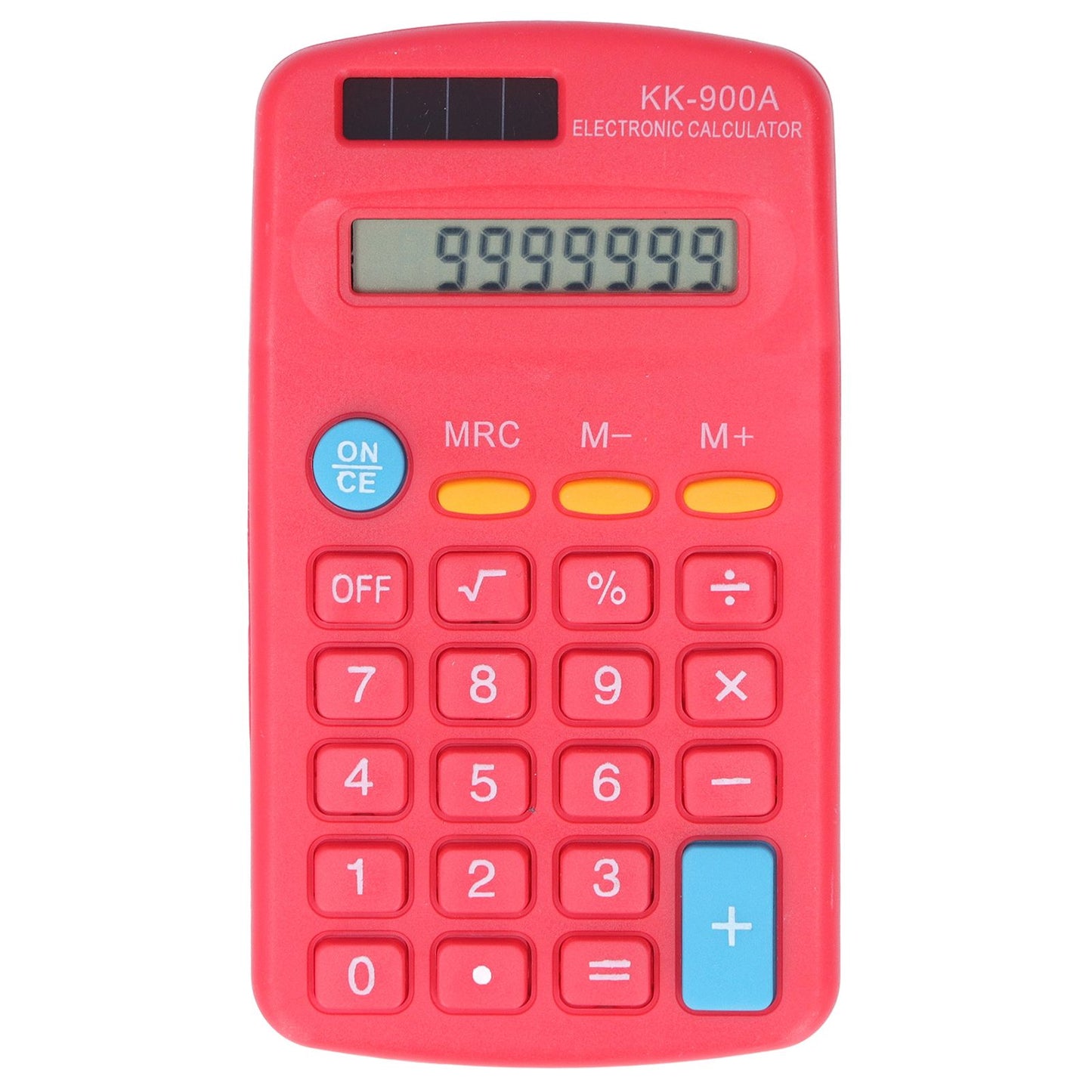 Mini Calculators Handheld 8 Digit with LCD Display Sensitive Button Solar Battery Dual Power for Office School BusinessRed