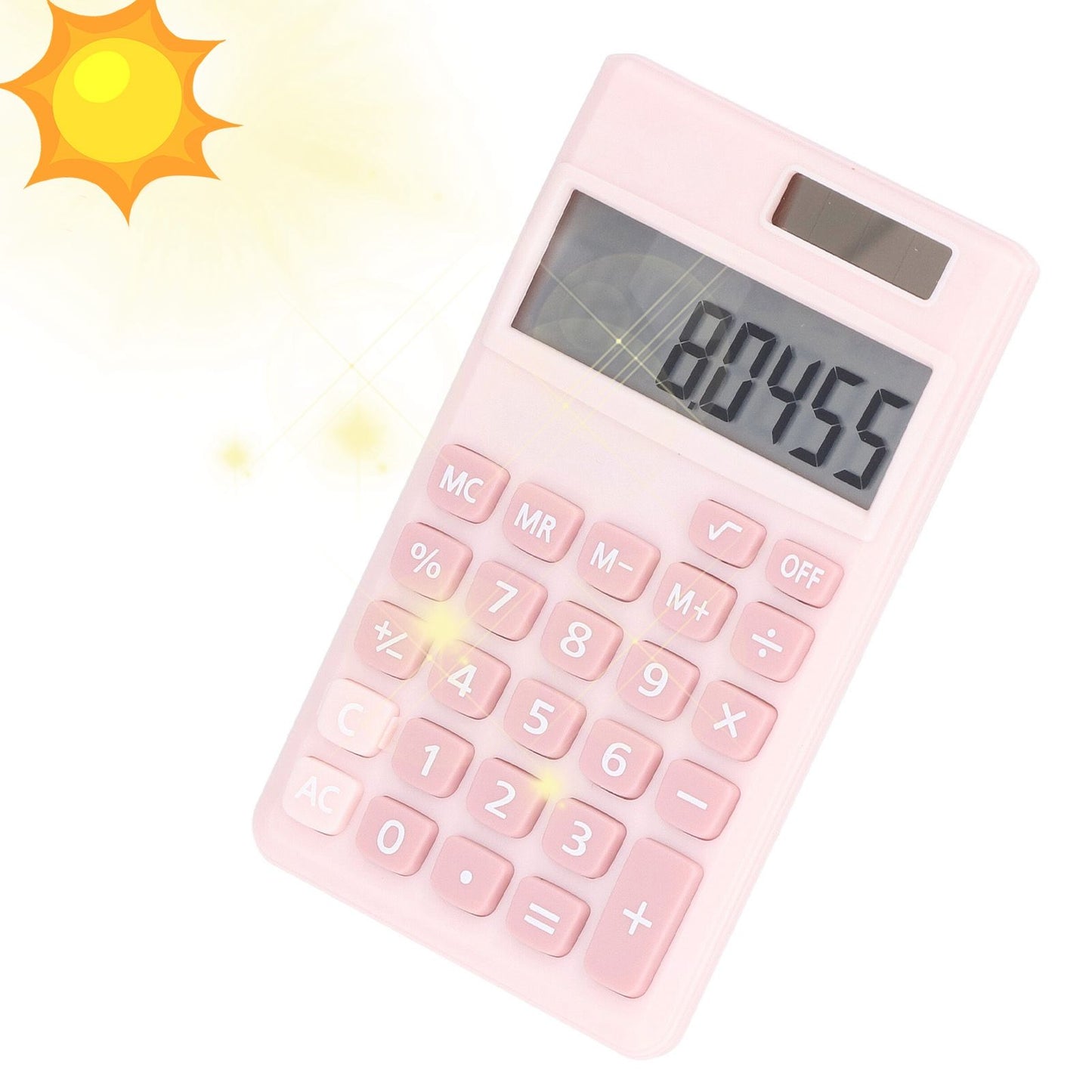 Calculators 8 Digit Solar Battery Dual Power Handheld Pocket Calculator with Large LCD Display Big Sensitive ButtonPink