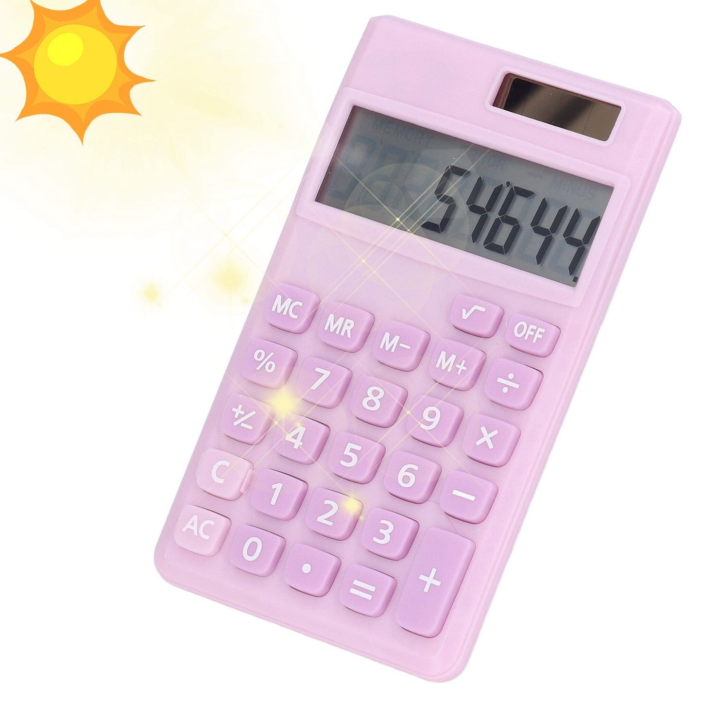 Calculators 8 Digit Solar Battery Dual Power Handheld Pocket Calculator with Large LCD Display Big Sensitive ButtonPale Pinkish Purple