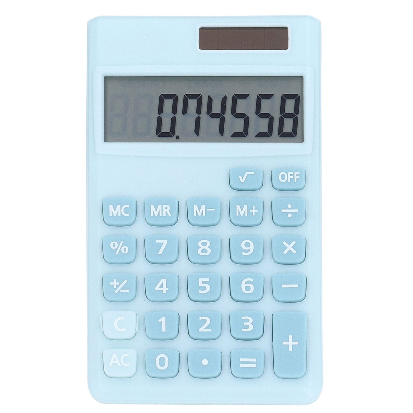 Calculators 8 Digit Solar Battery Dual Power Handheld Pocket Calculator with Large LCD Display Big Sensitive ButtonRefreshing Blue