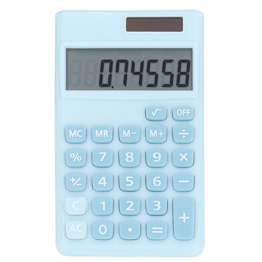 Calculators 8 Digit Solar Battery Dual Power Handheld Pocket Calculator with Large LCD Display Big Sensitive ButtonRefreshing Blue