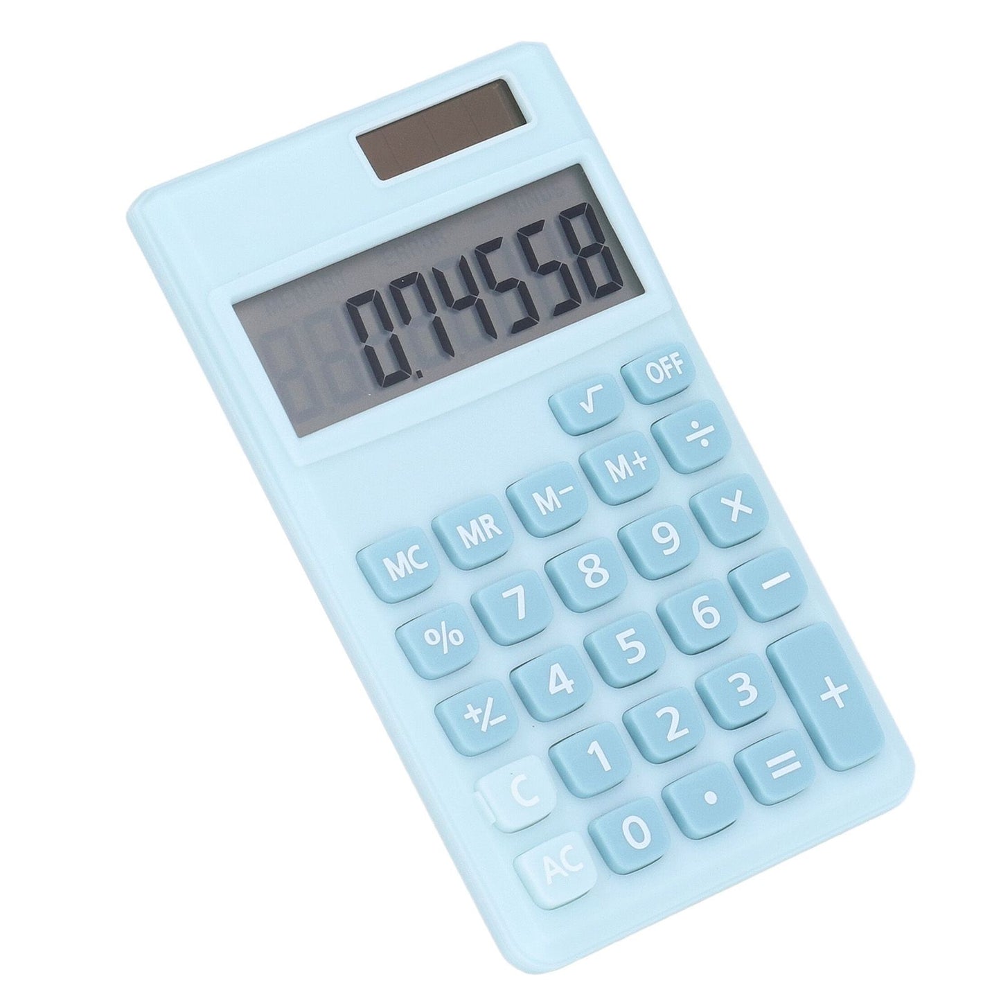 Calculators 8 Digit Solar Battery Dual Power Handheld Pocket Calculator with Large LCD Display Big Sensitive ButtonRefreshing Blue