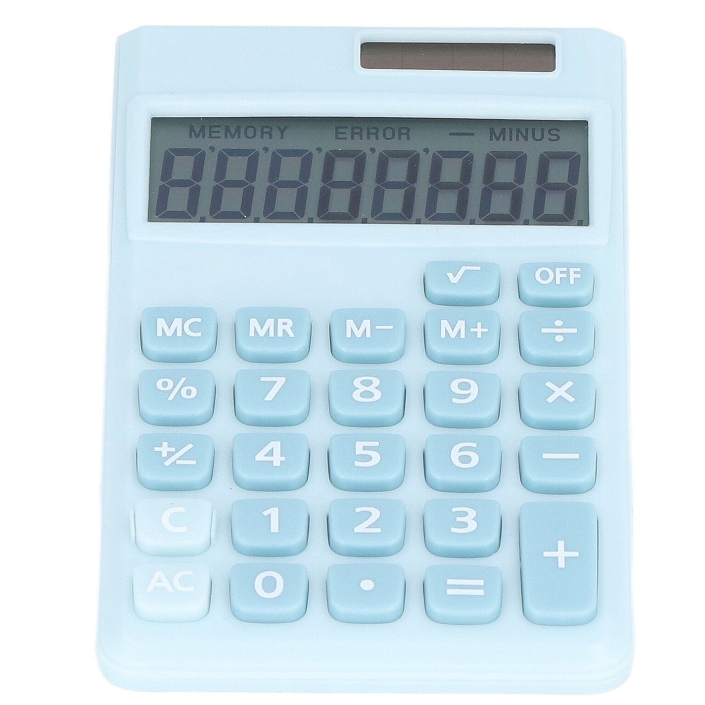 Calculators 8 Digit Solar Battery Dual Power Handheld Pocket Calculator with Large LCD Display Big Sensitive ButtonRefreshing Blue