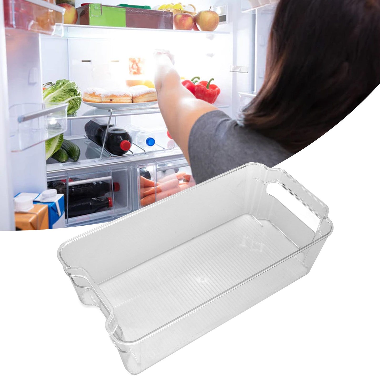 Refrigerator Storage Container PET Large Capacity Visual Design Safe Harmless Food Storage BoxSmall