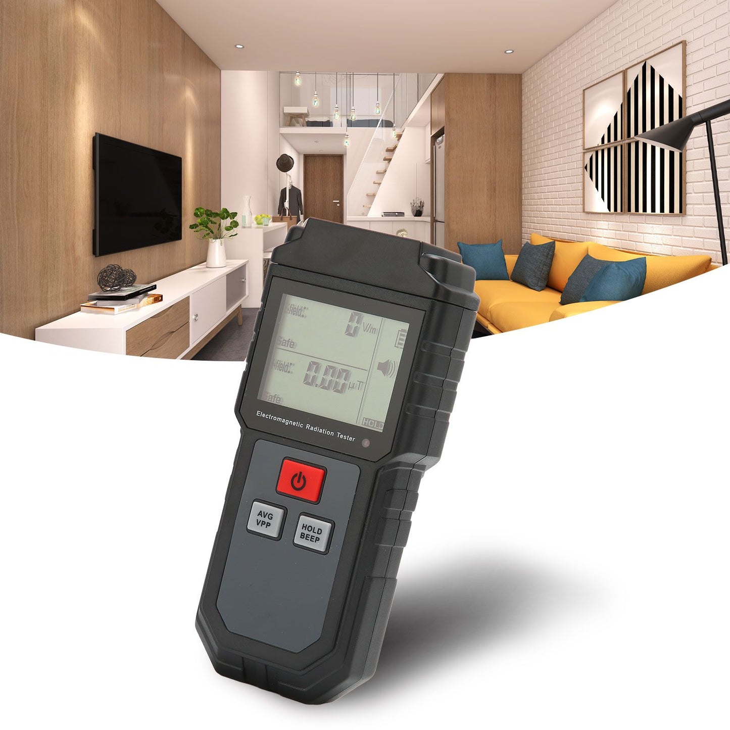 Electromagnetic Radiation Tester 1V/M‑1999V/M LCD EMF Meter with Sound Light Alarm for Home Appliance