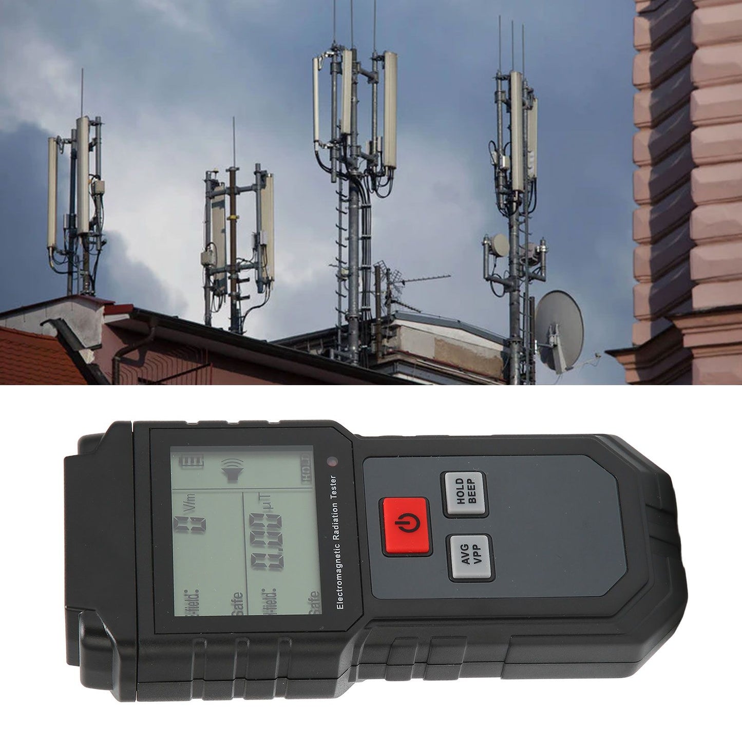 Electromagnetic Radiation Tester 1V/M‑1999V/M LCD EMF Meter with Sound Light Alarm for Home Appliance