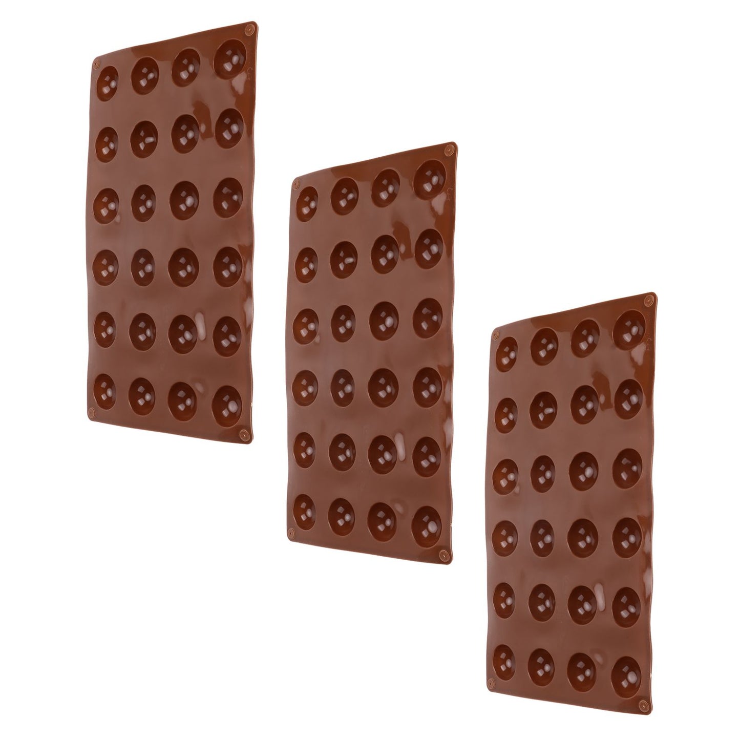 3pcs Silicone Mould 24‑Hole Soft Semi Sphere Baking Mold for Chocolate Jelly Mousse Soap