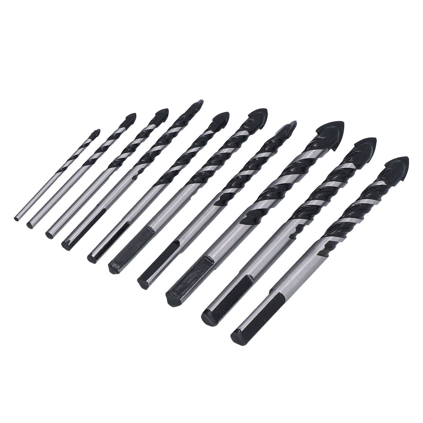 10 Pcs Masonry Drill Bits Set Industrial Strength Carbide Tips with Storage Case for Tile Brick Cement Concrete