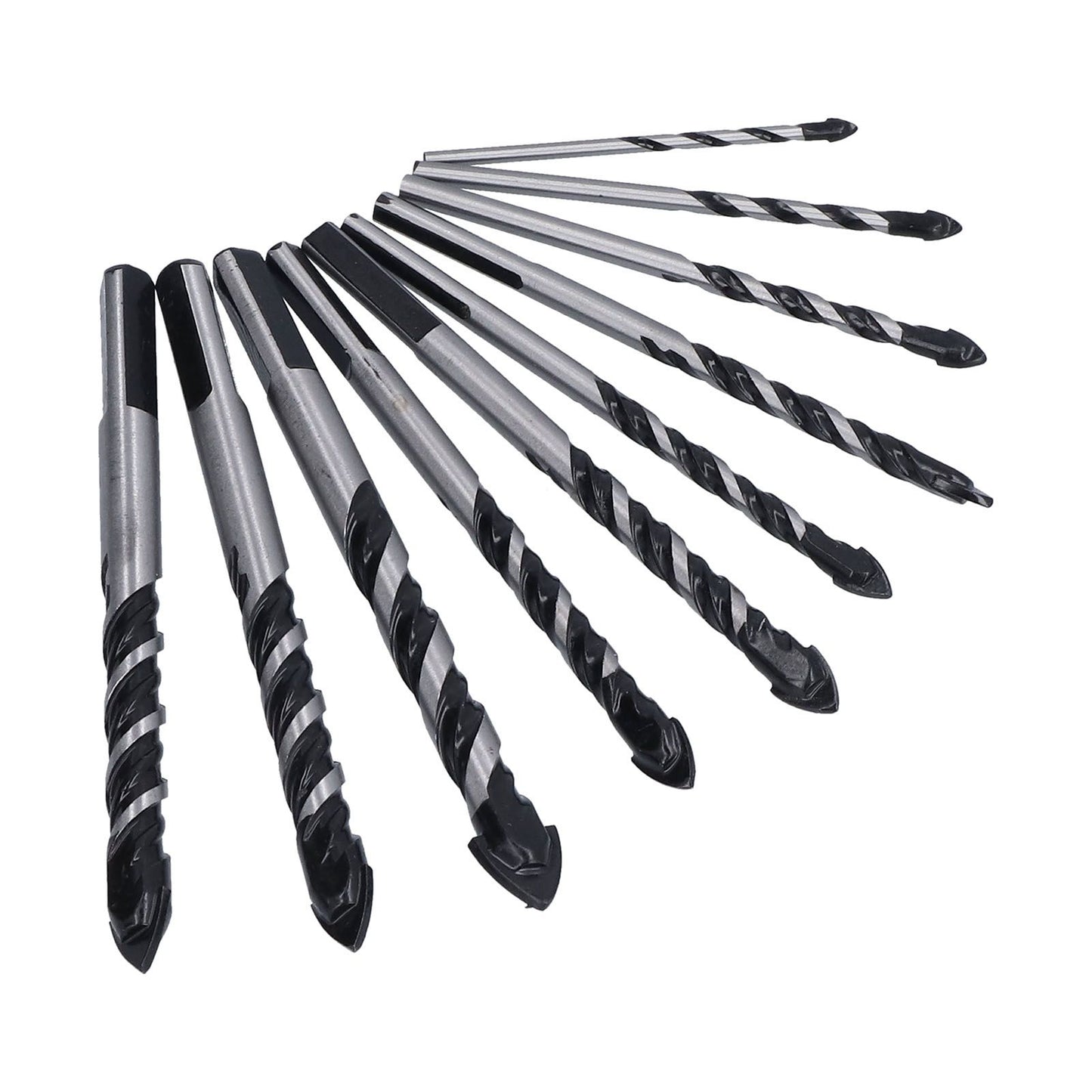 10 Pcs Masonry Drill Bits Set Industrial Strength Carbide Tips with Storage Case for Tile Brick Cement Concrete