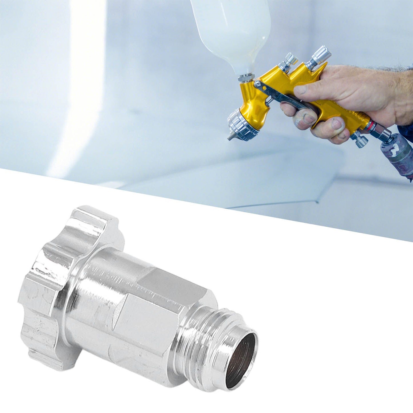 Spray Cup Connector Stainless Steel Disposable Pot Connector Airbrush Adapter Watering Can Connector External Thread G3/8