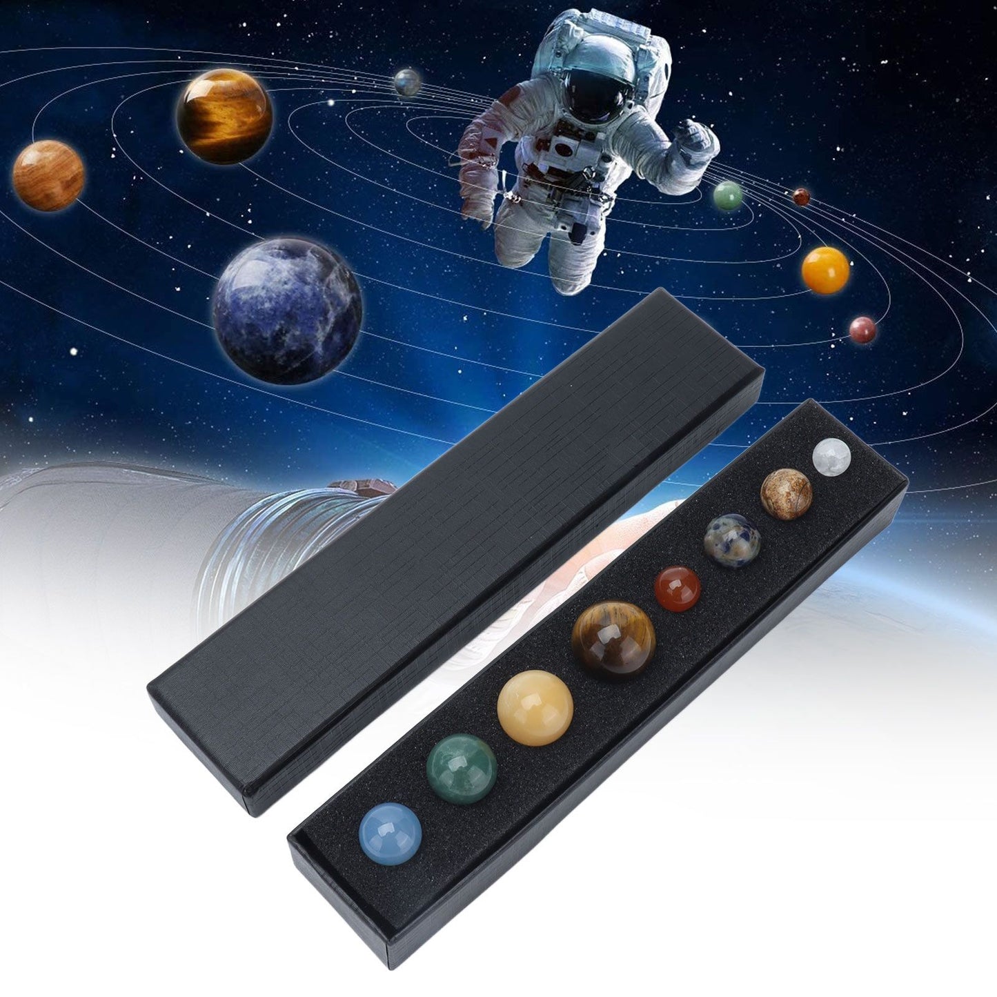 8 Planets Crystal Ornament Home Desktop Sphere Galactic Planets Decoration for Healing Meditation